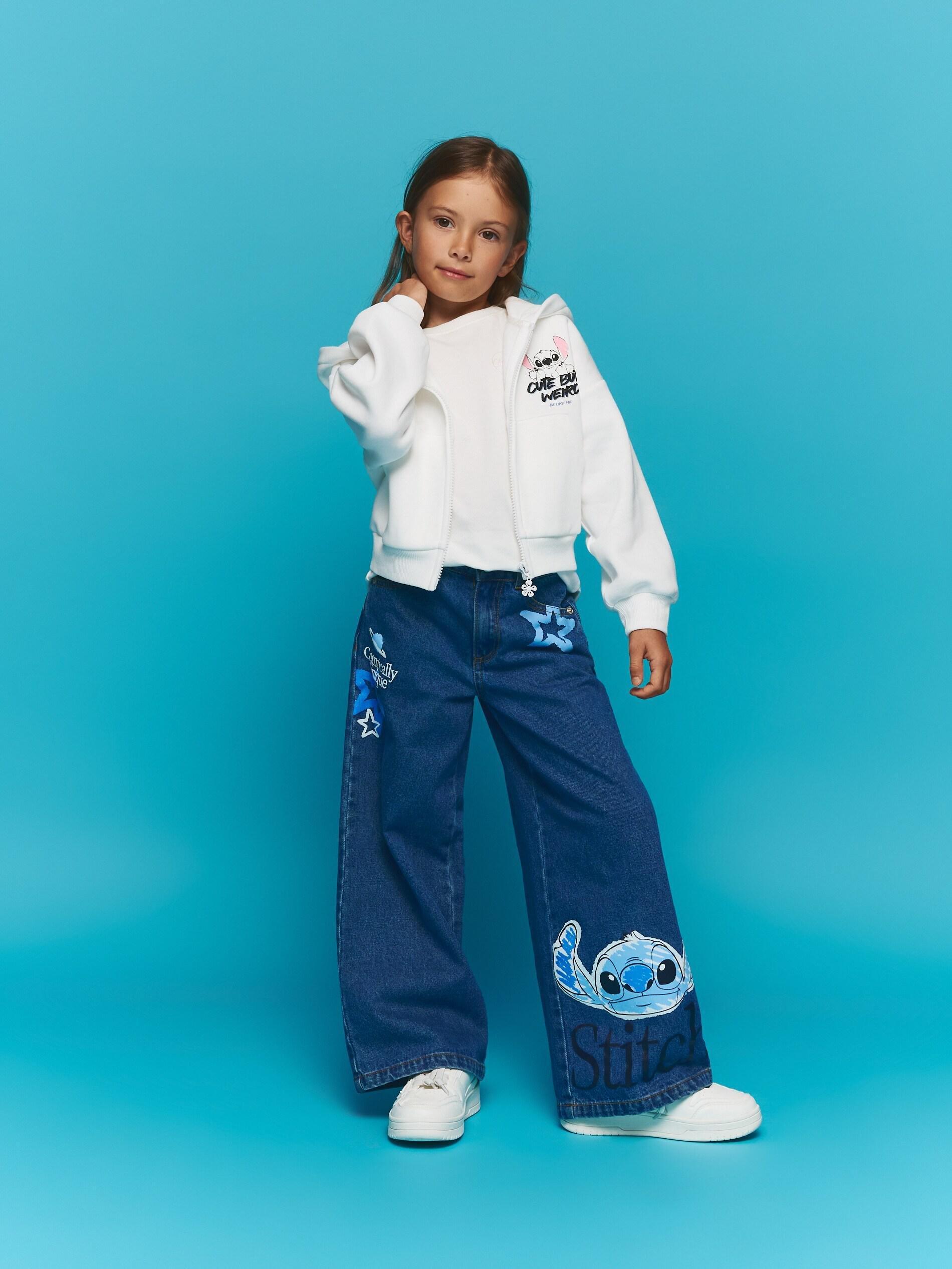 Blue Jeans Lilo & Stitch Super Wide-Leg Jeans, Kids Girls, Blue, large image number 1