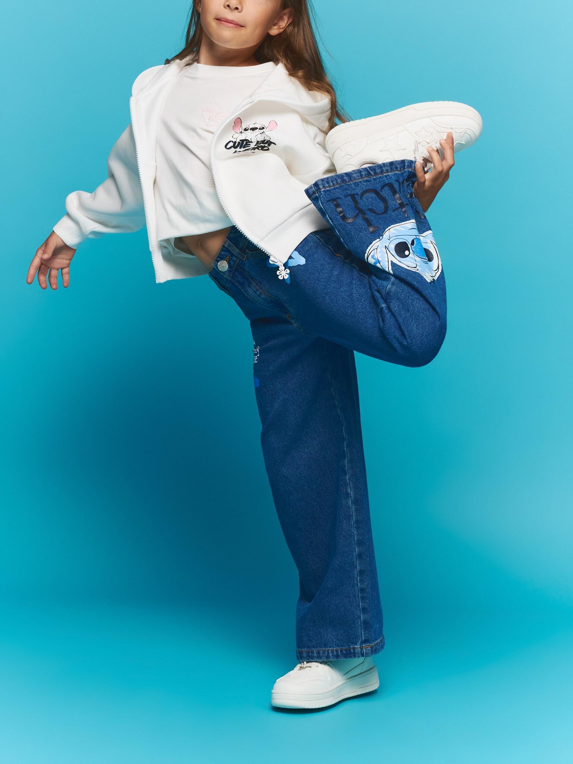 Blue Jeans Lilo & Stitch Super Wide-Leg Jeans, Kids Girls, Blue, large image number 2