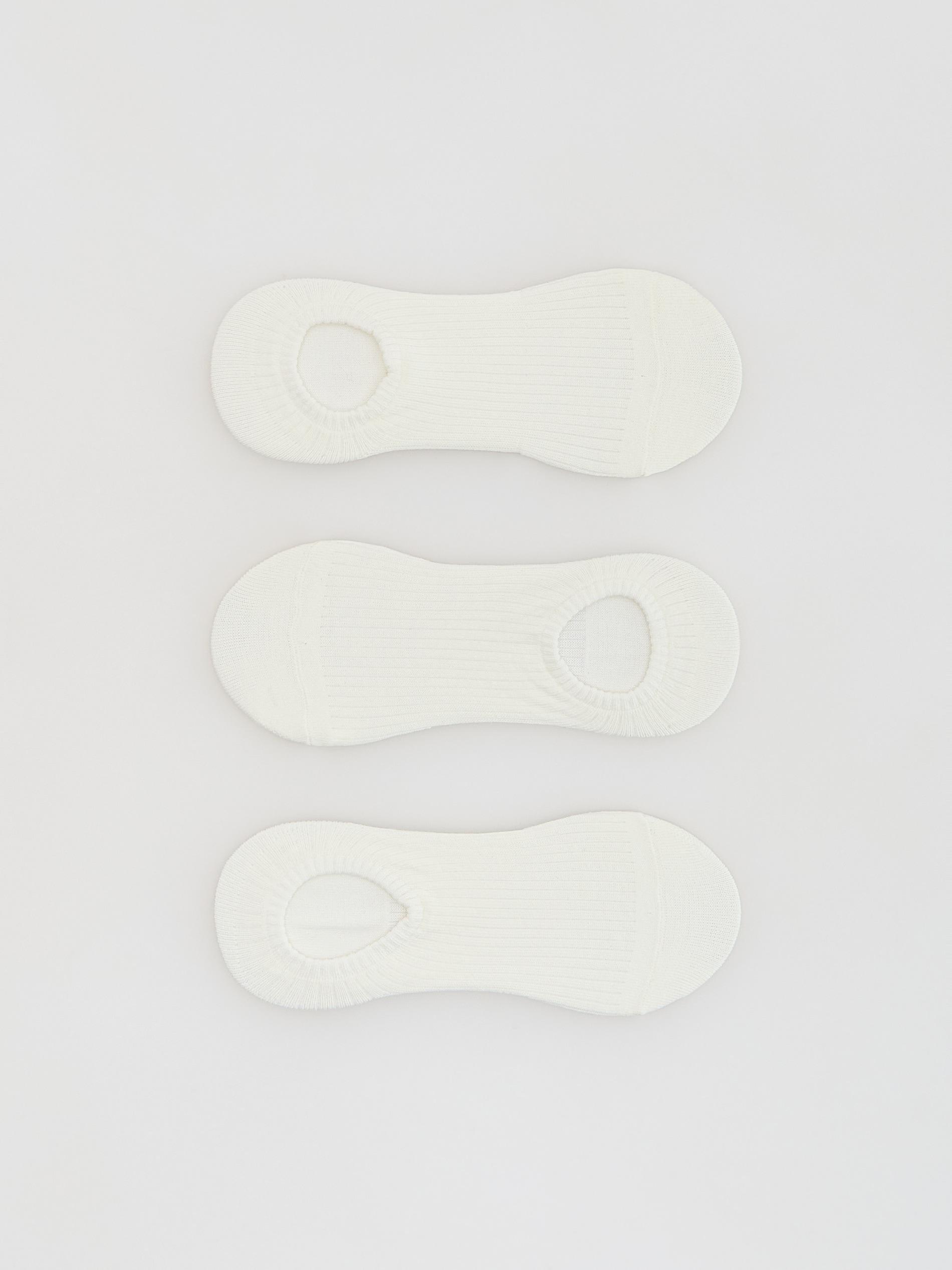 Cream 3 Pack No Show Socks, Ivory, medium