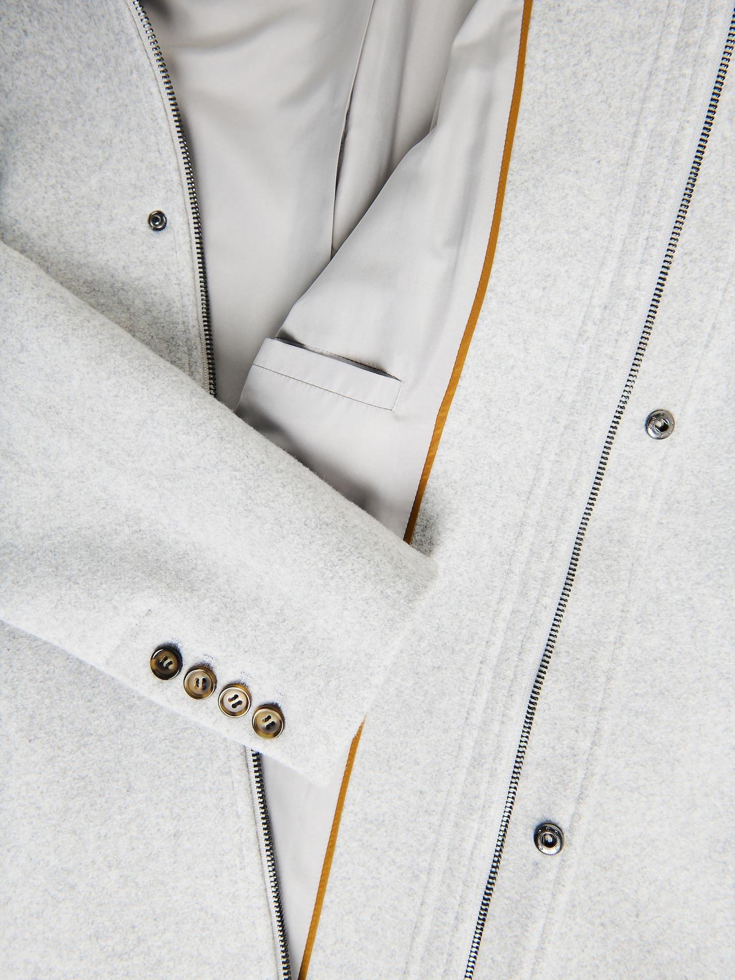 Grey Wool Blend Coat, Light grey, medium