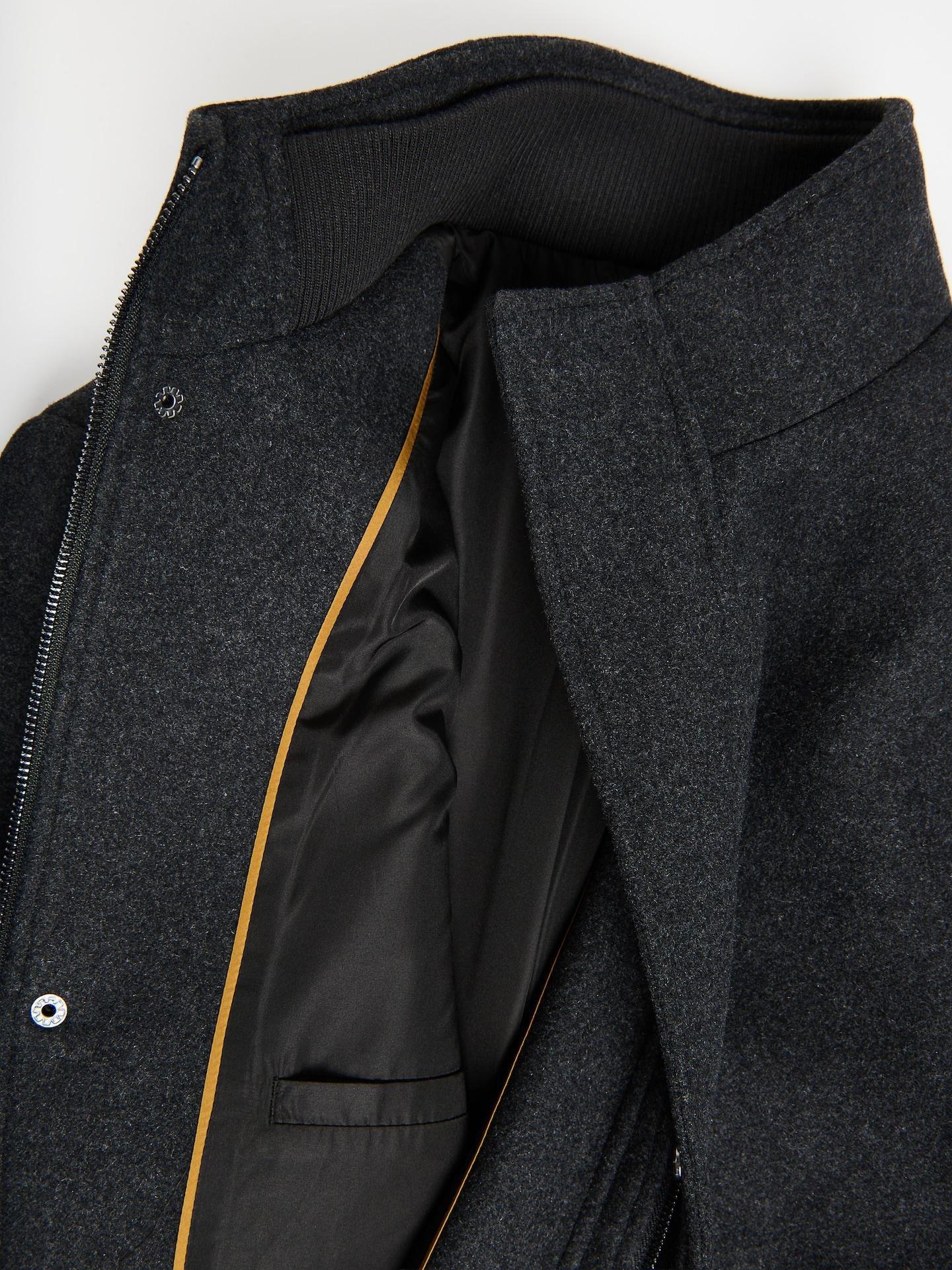Black Wool Blend Coat, Black, large image number 4