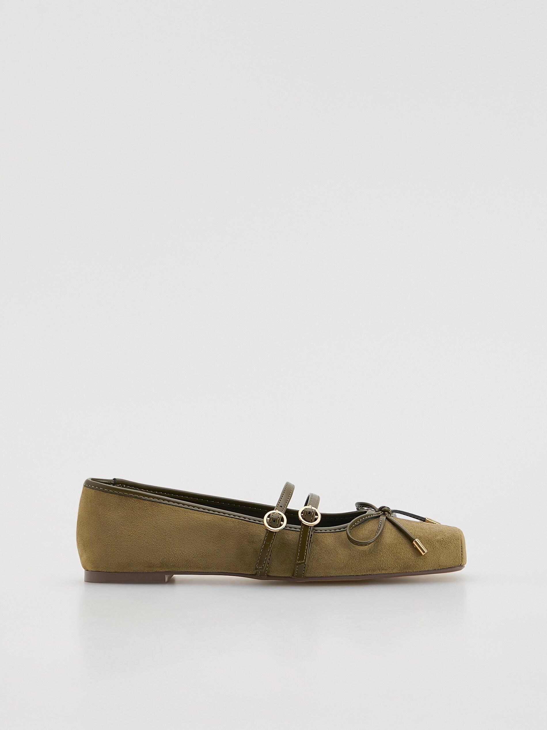 Olive Ballerinas With Straps, Khaki, large image number 0