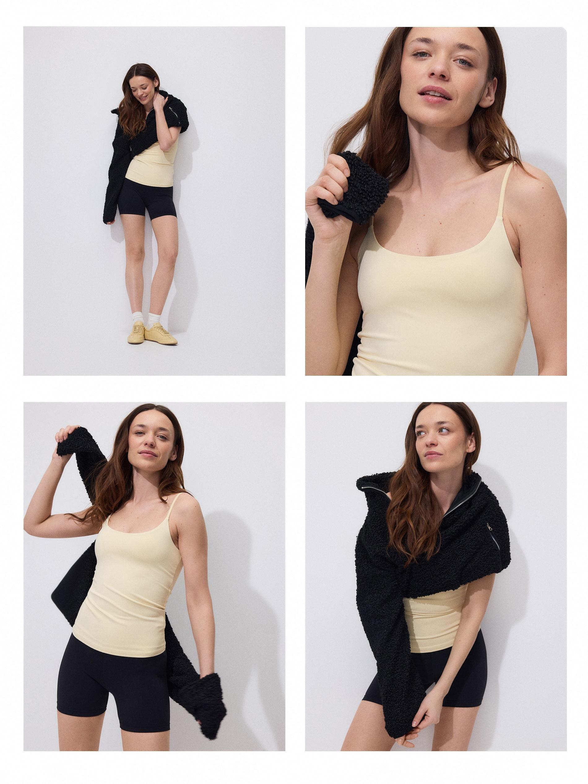 Yellow Plain Spaghetti Strap Top, Yellow, large image number 0