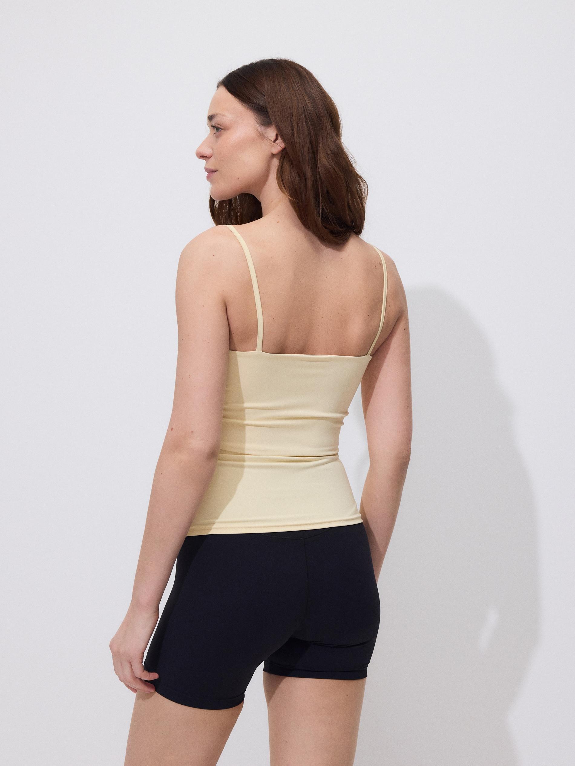 Yellow Plain Spaghetti Strap Top, Yellow, large image number 3