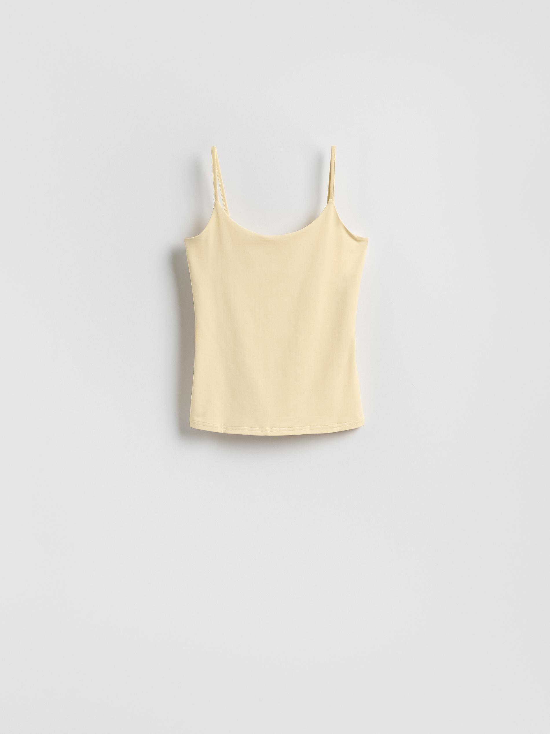 Yellow Plain Spaghetti Strap Top, Yellow, large image number 4