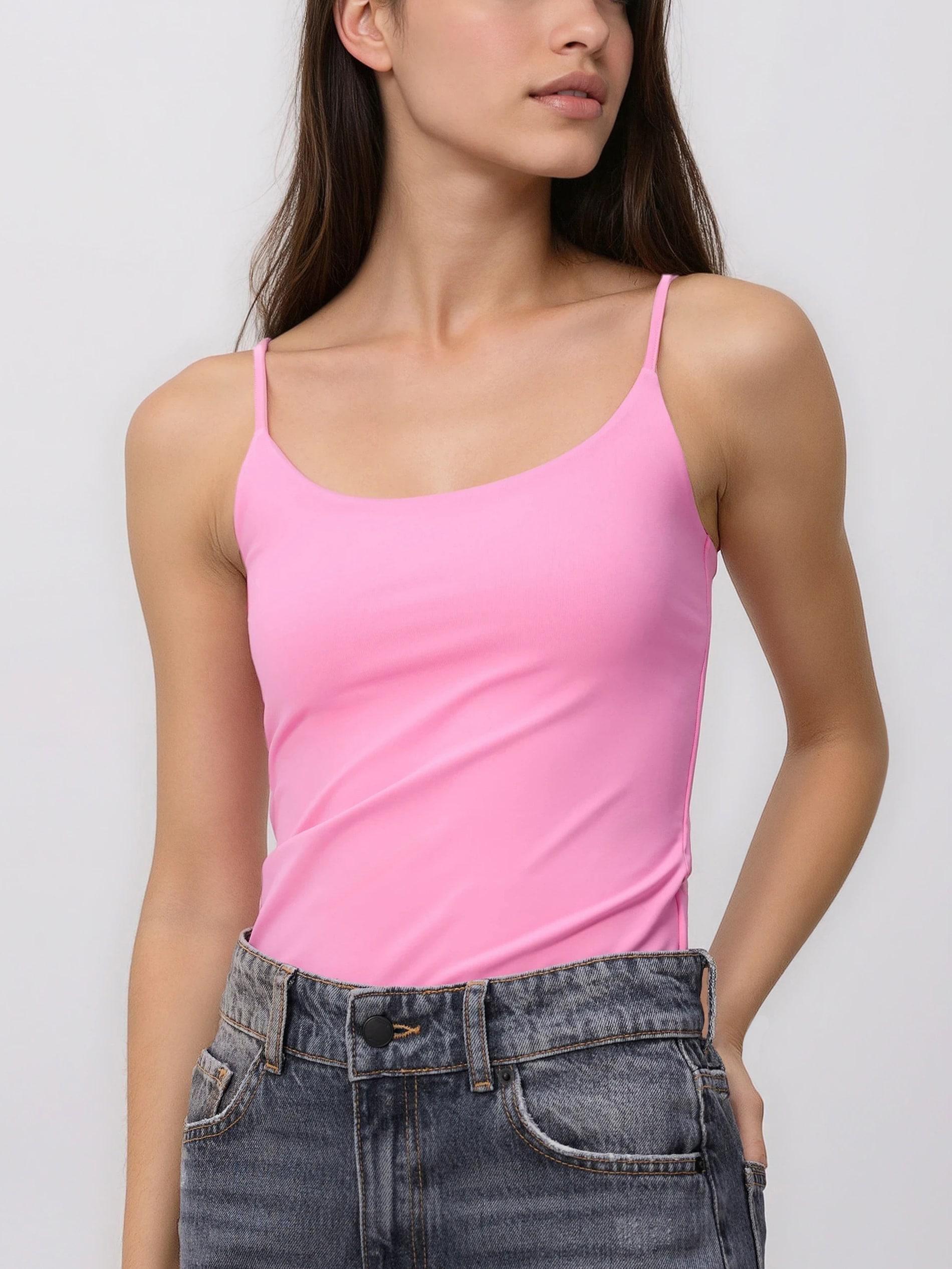 Pink Plain Spaghetti Strap Top, Pink, large image number 0