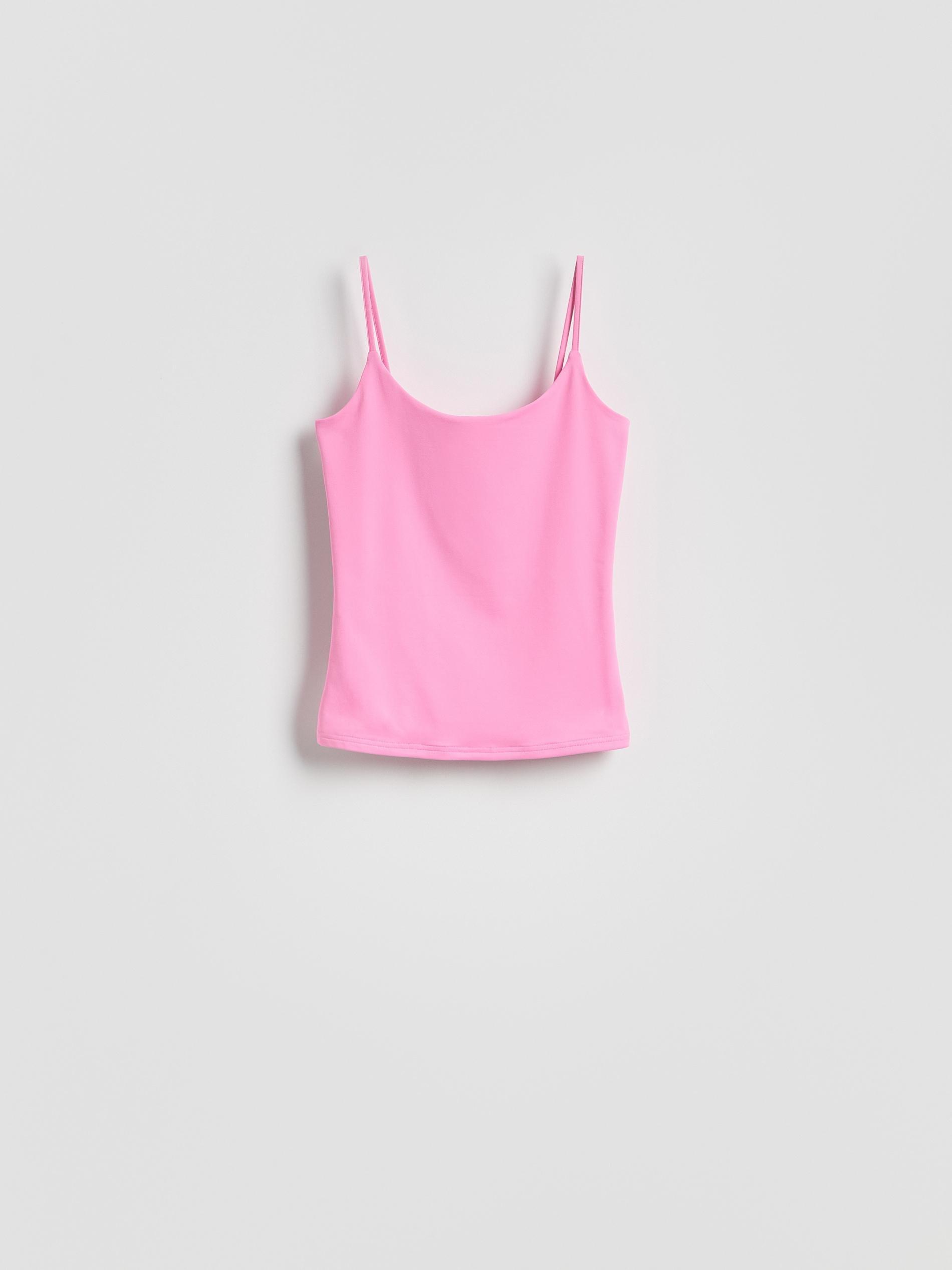 Pink Plain Spaghetti Strap Top, Pink, large image number 4