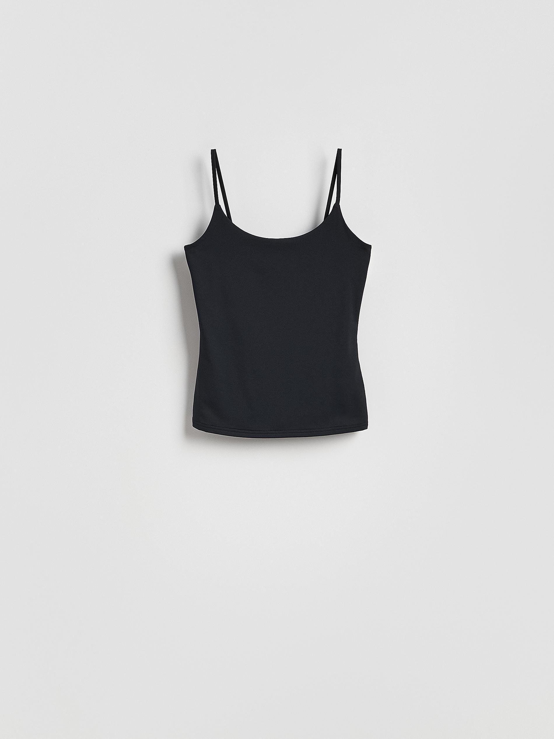 Black Plain Spaghetti Strap Top, Black, large image number 8