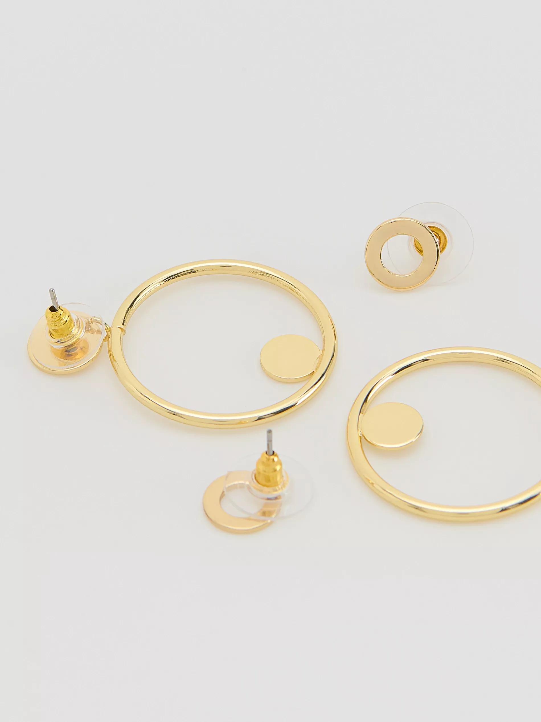 Gold Earrings Set, Golden, medium
