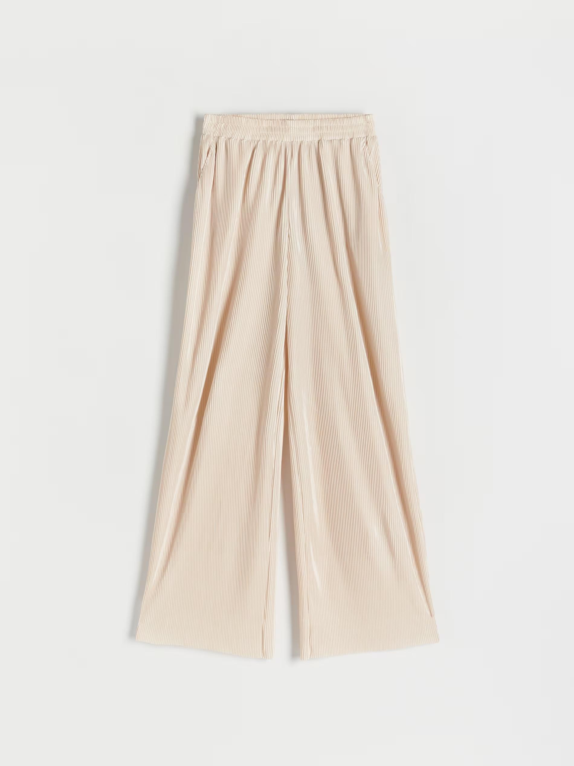 Beige Relaxed Pleated Trousers, , large image number 2