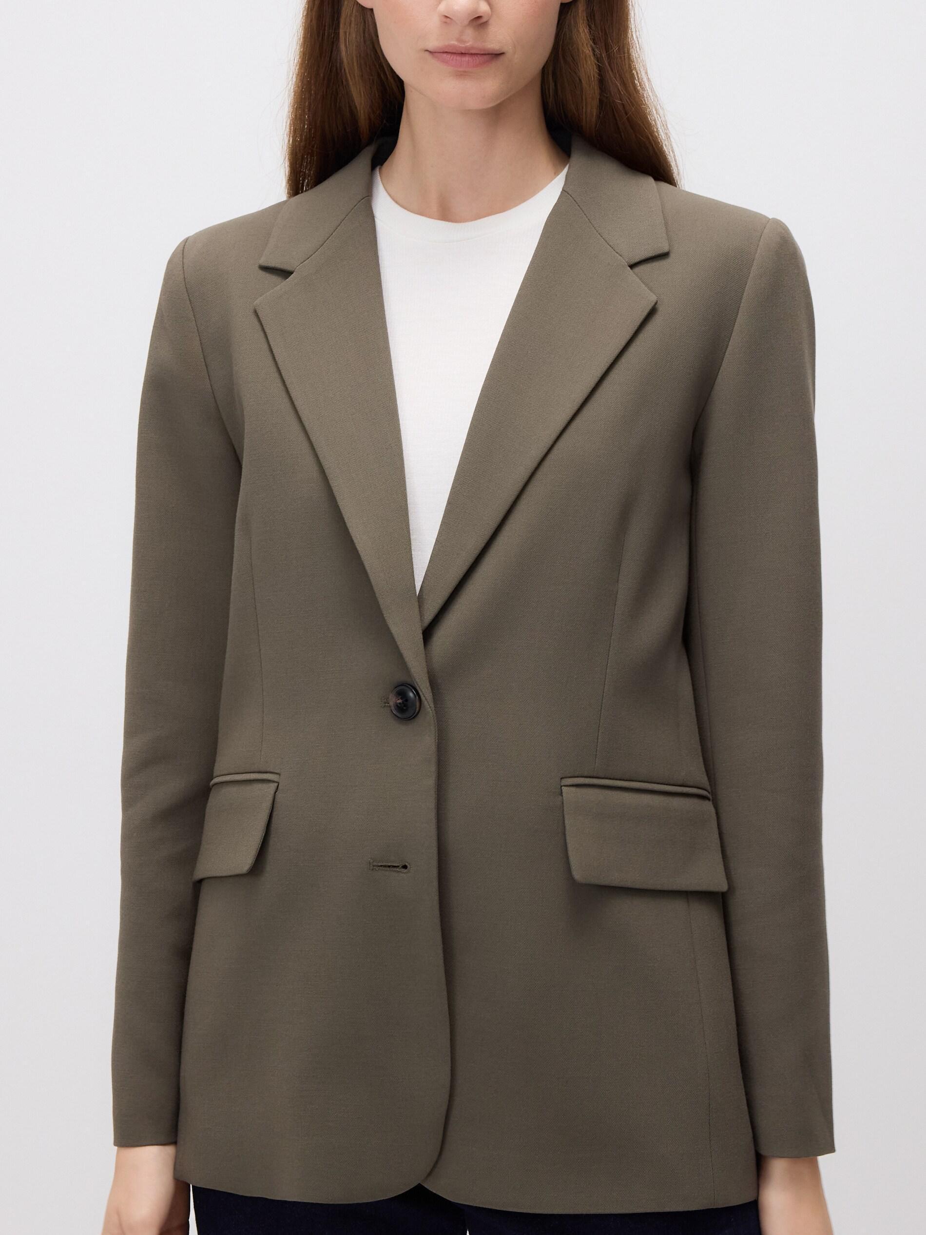 Green Single-Breasted Viscose Blend Blazer, Khaki, large image number 1