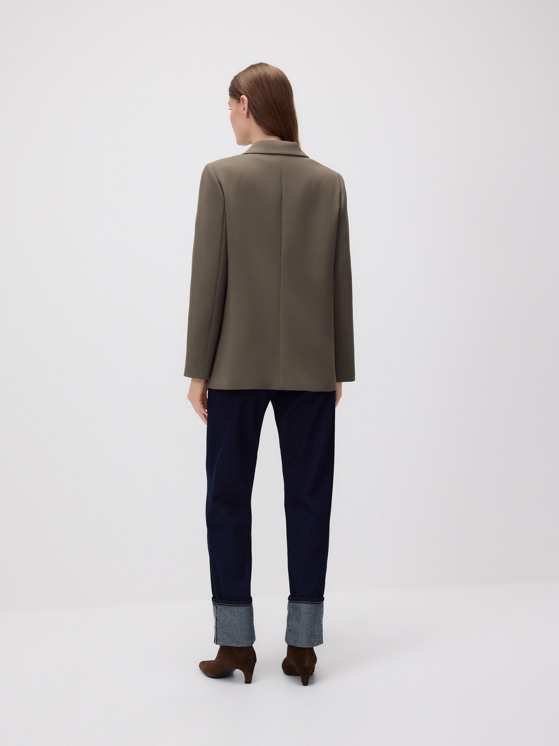 Green Single-Breasted Viscose Blend Blazer, Khaki, large image number 3