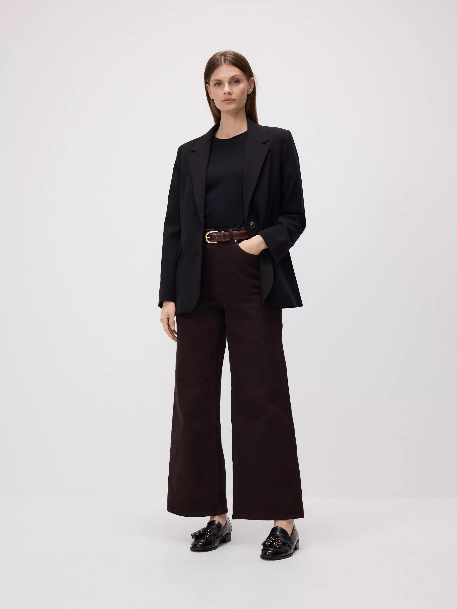 Black Single-Breasted Viscose Blend Blazer, Black, large image number 3
