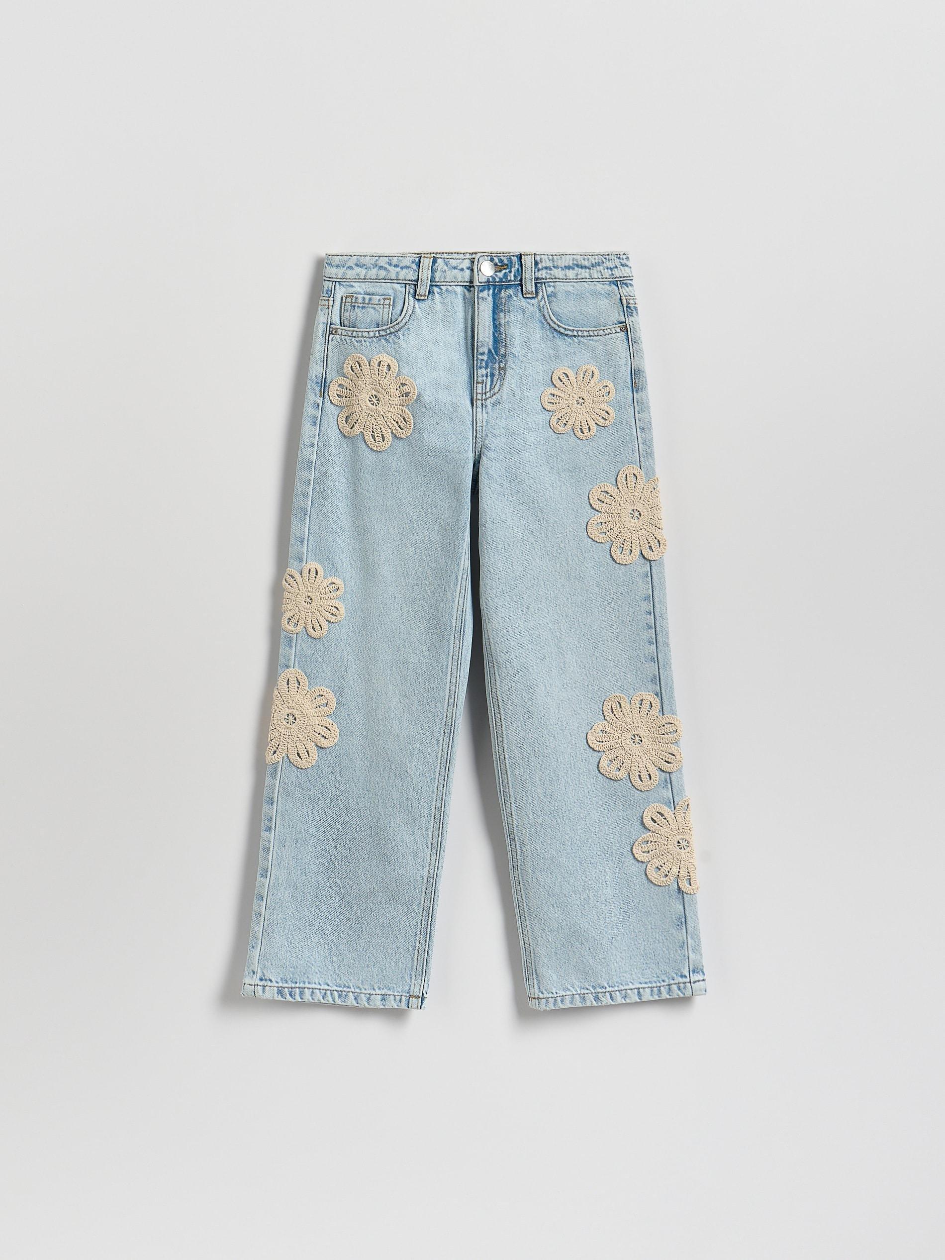 Blue Straight Jeans With Applications, Blue, large image number 0