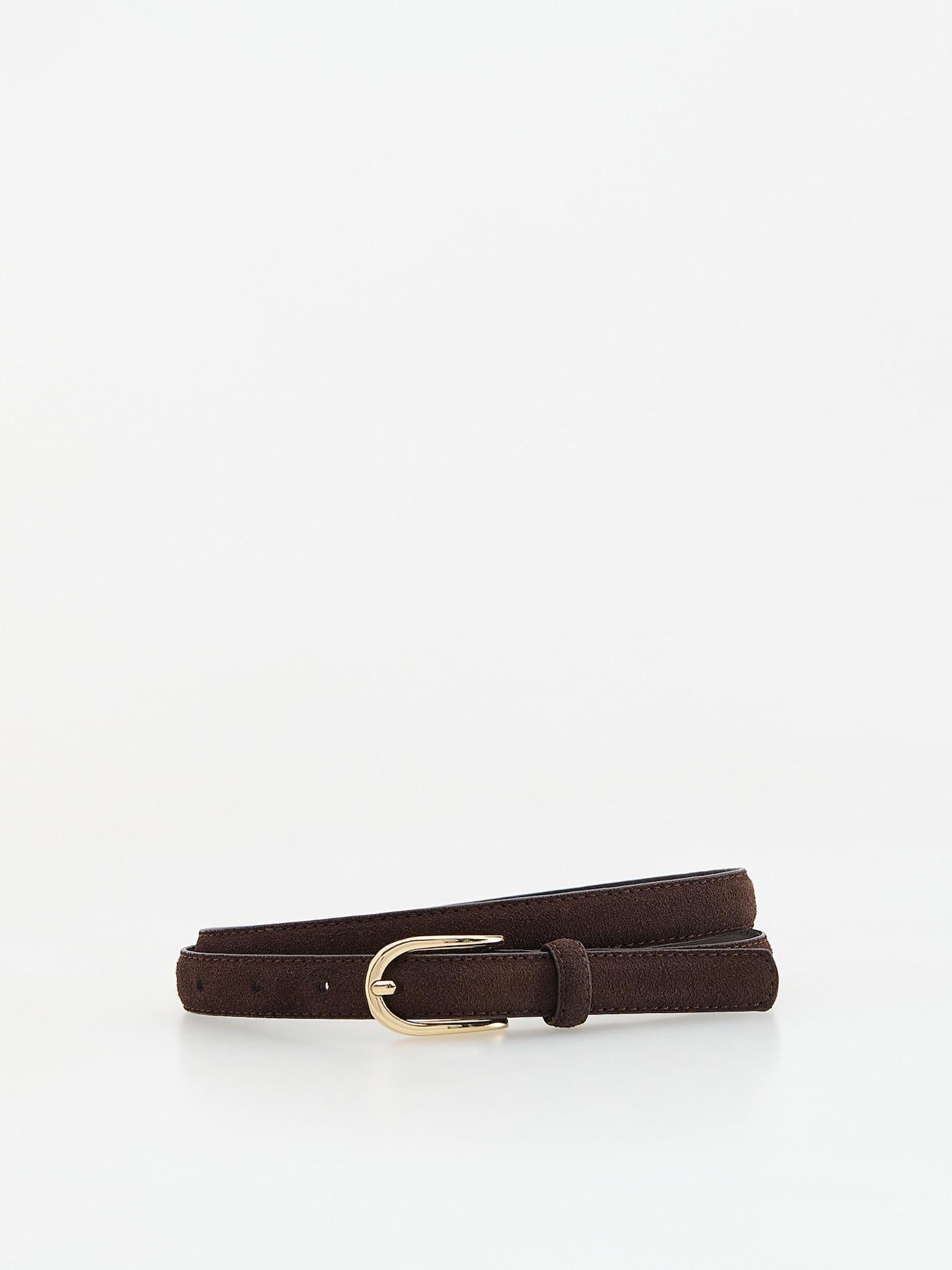 Brown Suede Belt, Brown, large image number 0