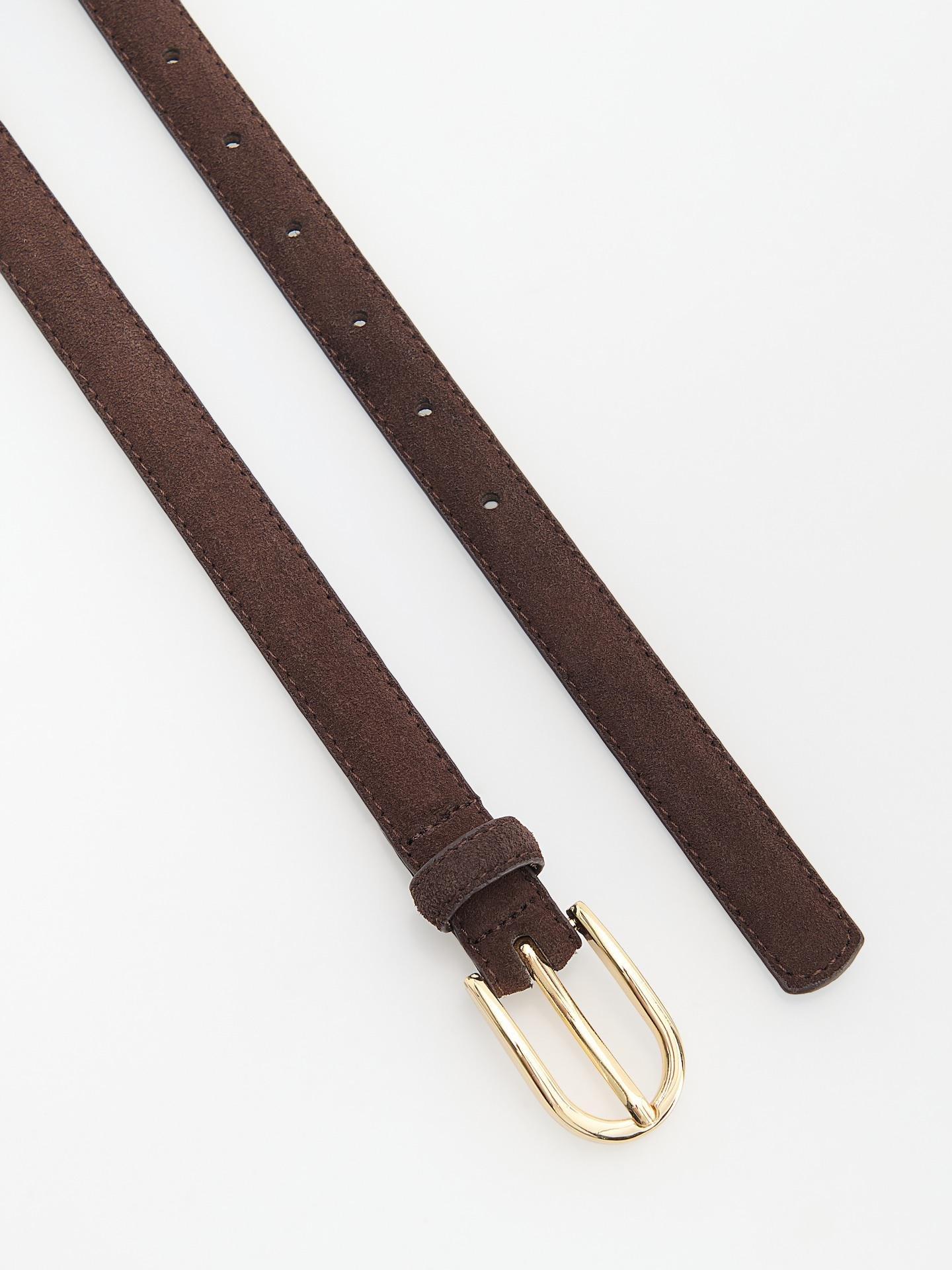 Brown Suede Belt, Brown, large image number 1