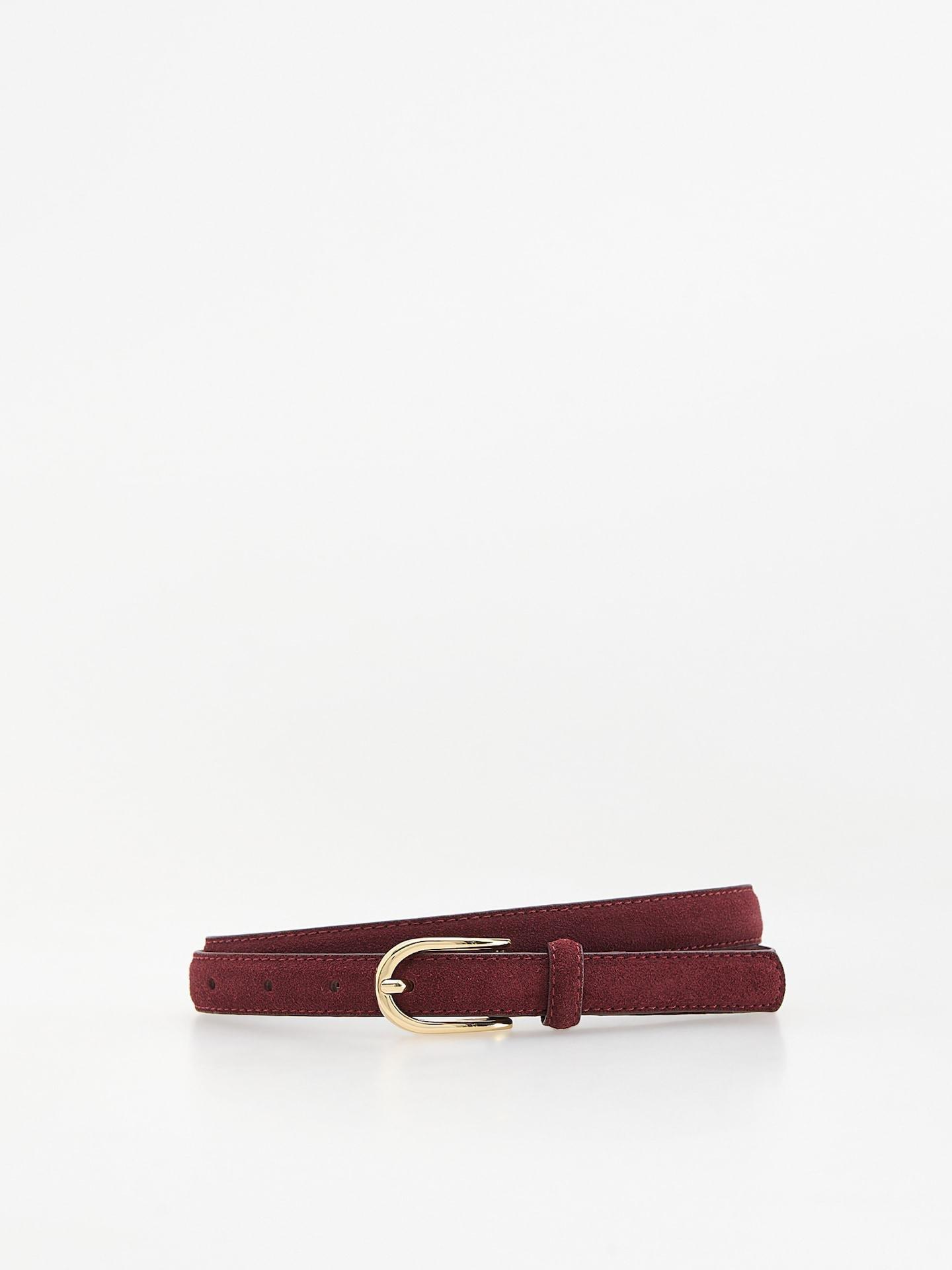 Red Suede Belt, Burgundy, large image number 0