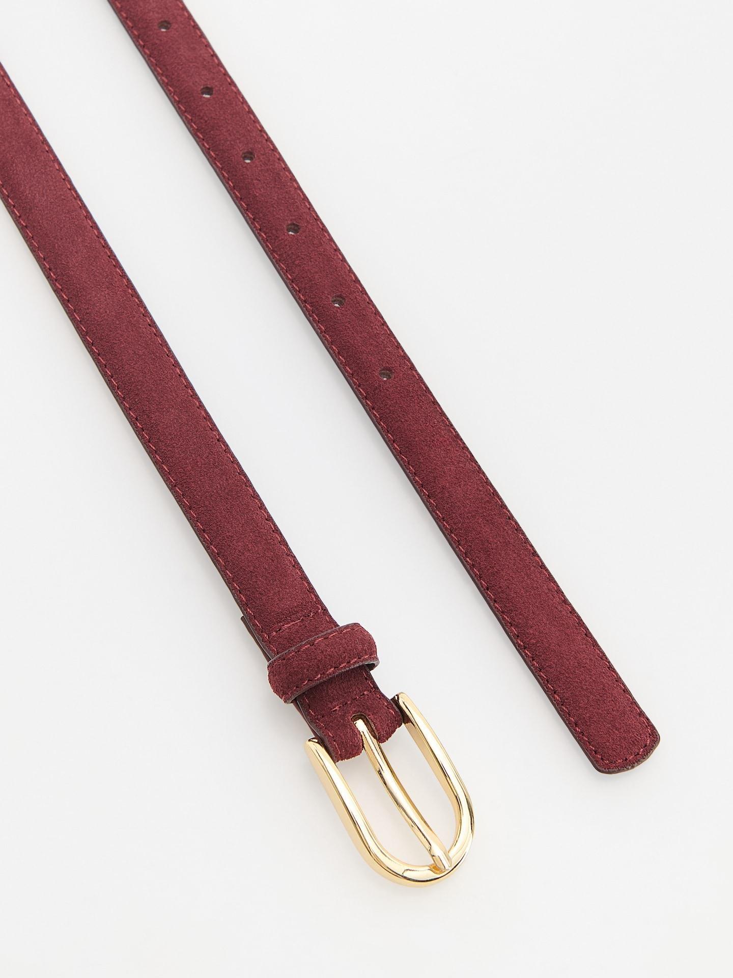 Red Suede Belt, Burgundy, large image number 1