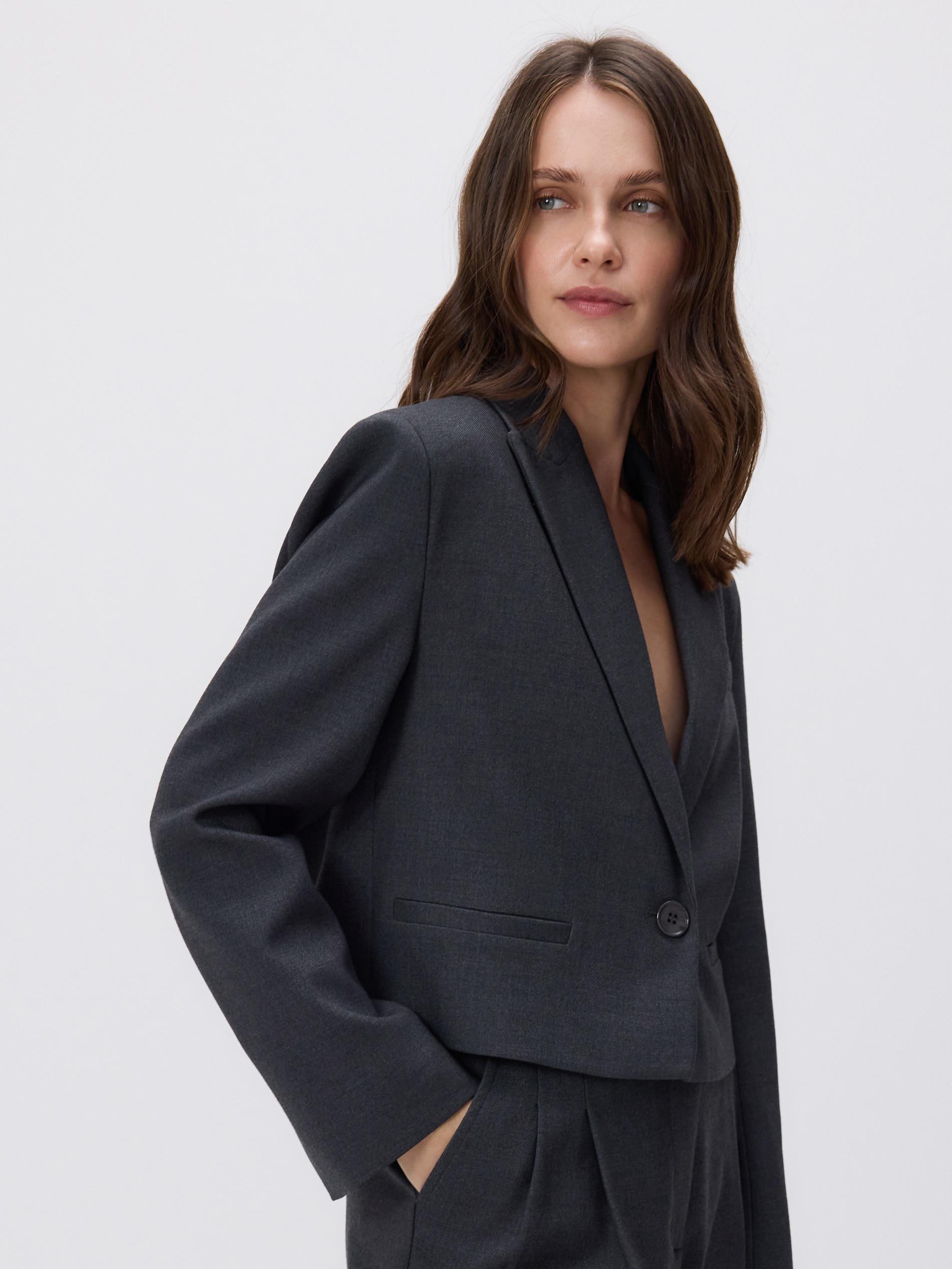 MID GREY Cropped blazer, Grey, large image number 0