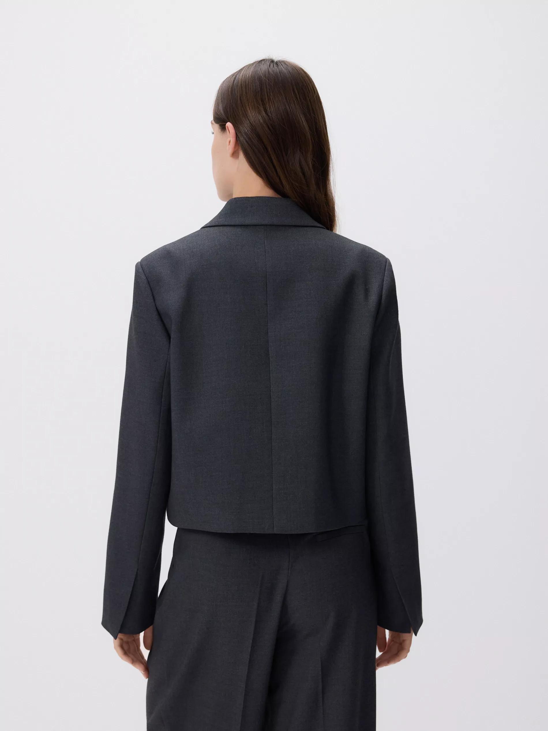 Grey Cropped Blazer, Grey, large image number 2
