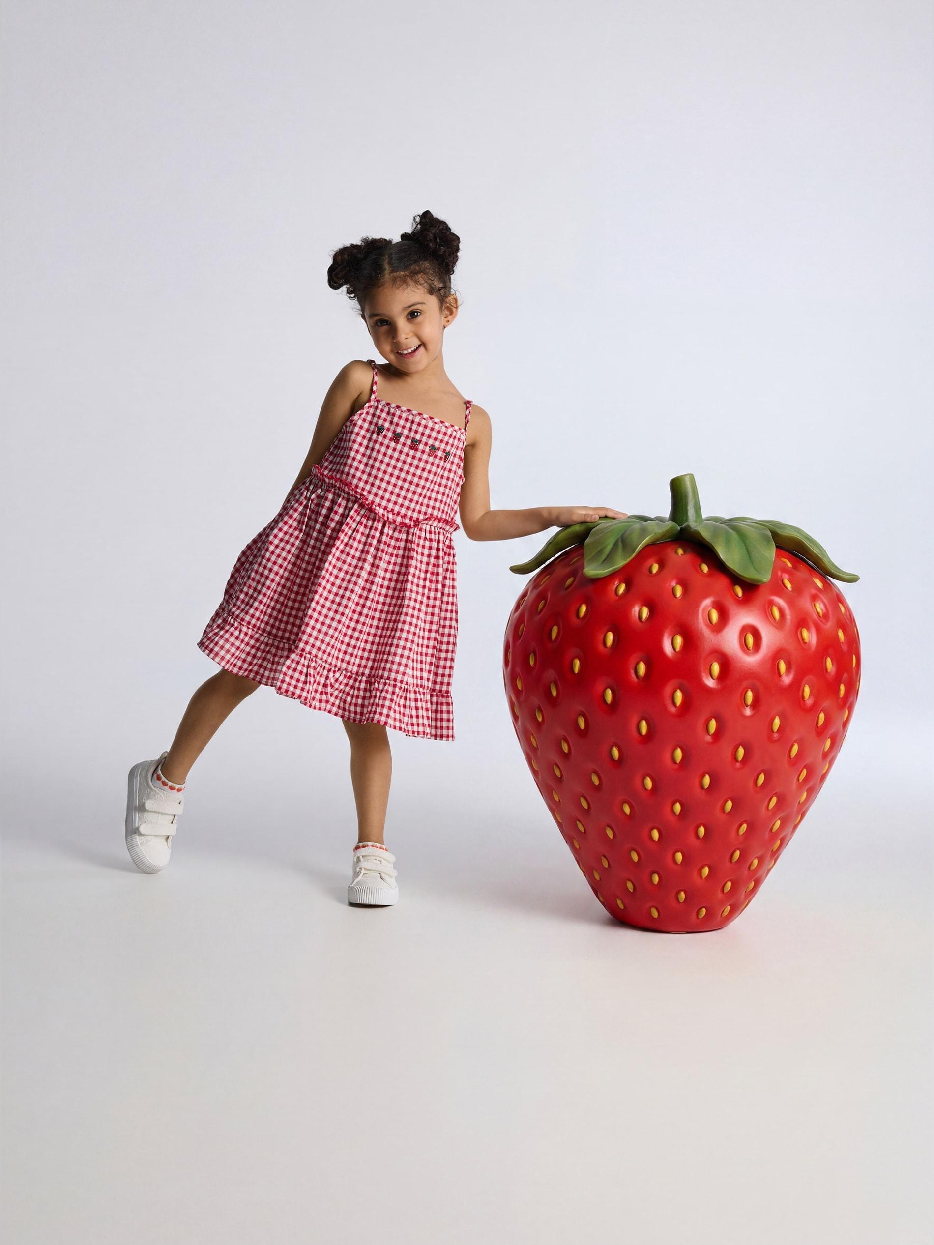 Red Cami Strap Check Dress, 7401_33P, large image number 0