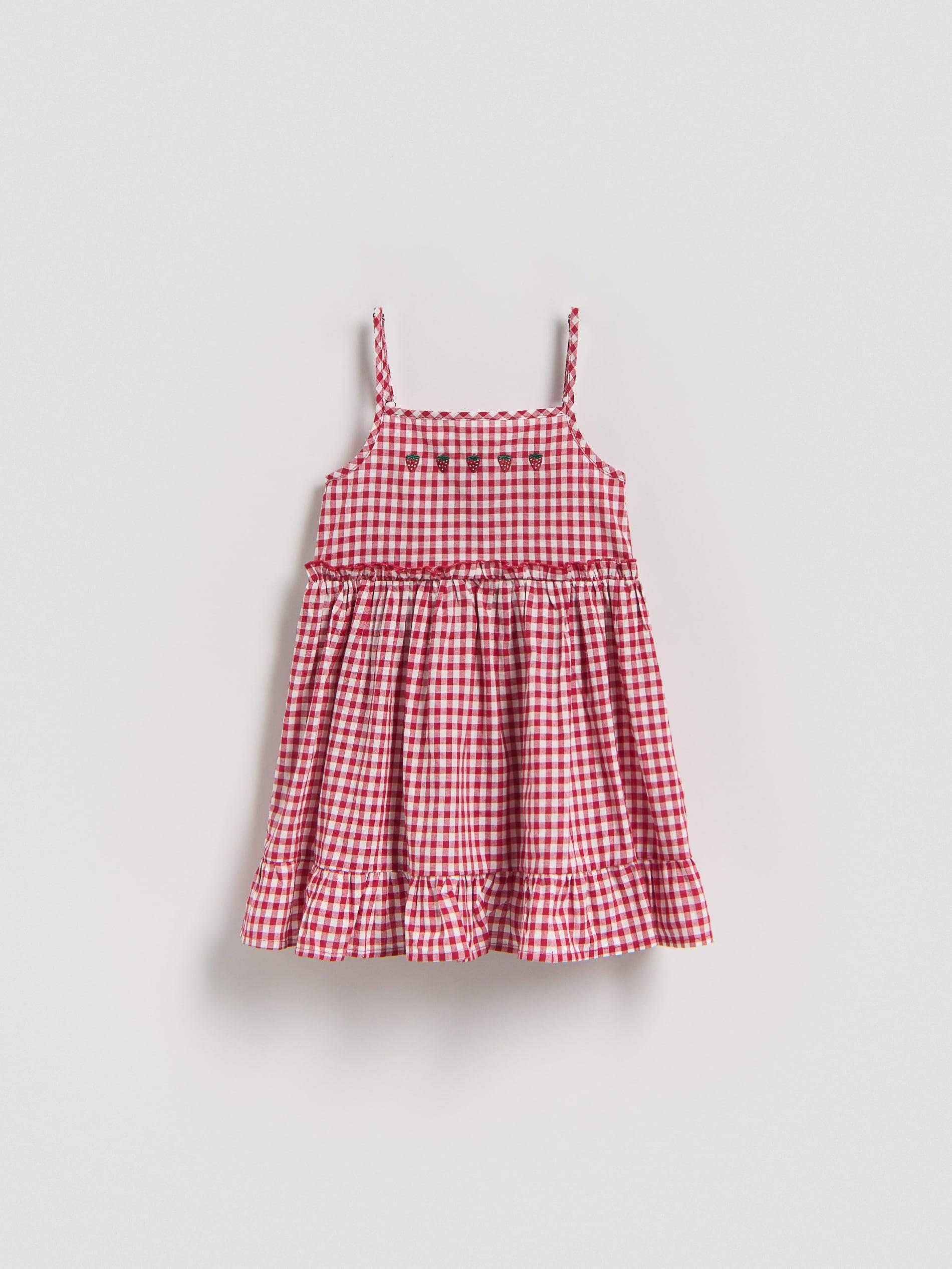 Red Cami Strap Check Dress, 7401_33P, large image number 2