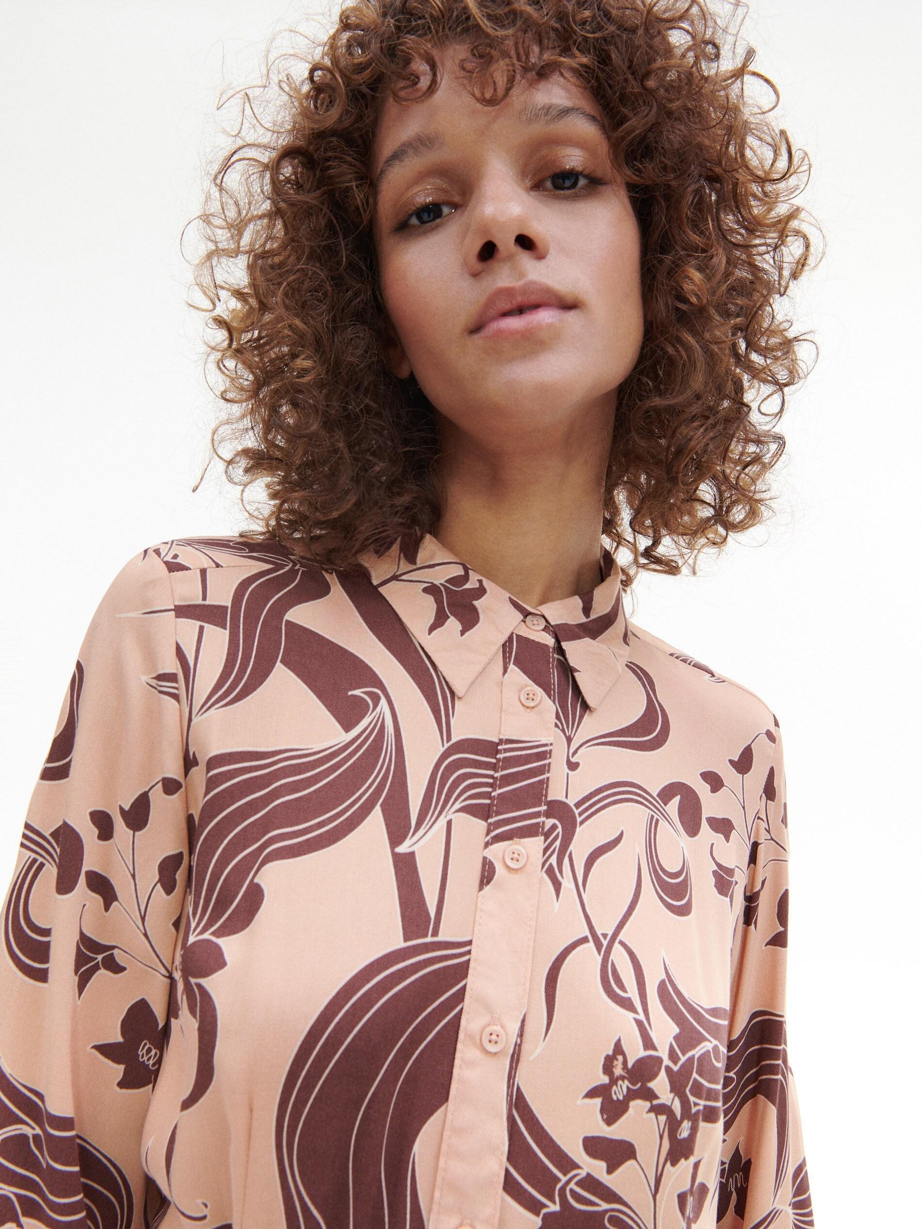 Brown Patterned Ecovero Dress, , large image number 2