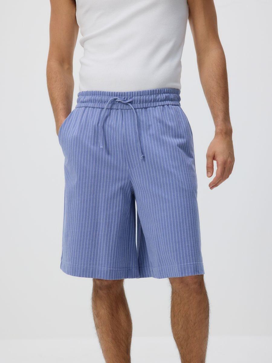 Blue Cotton Comfort Shorts, , large image number 0