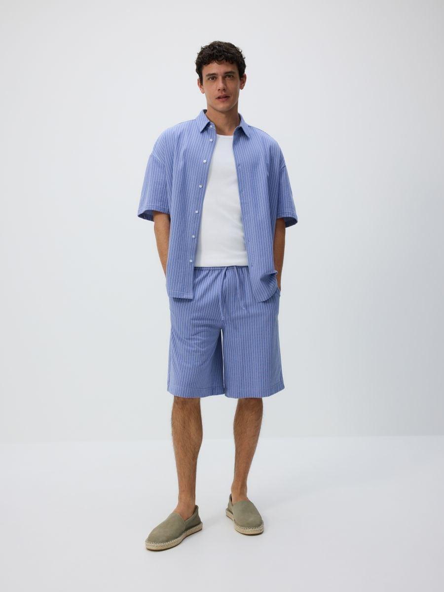 Blue Cotton Comfort Shorts, , large image number 1