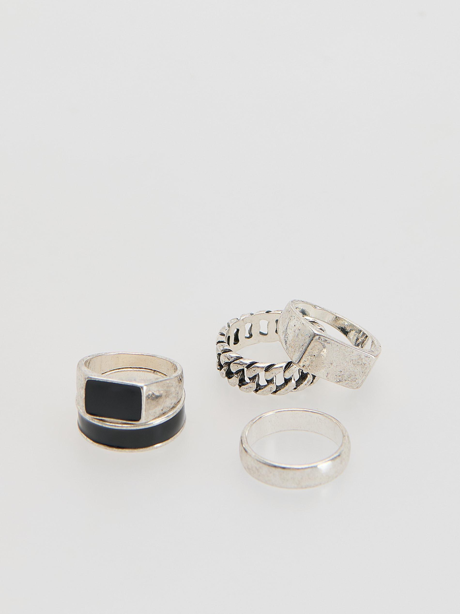 Silver Rings Set, Silver, medium