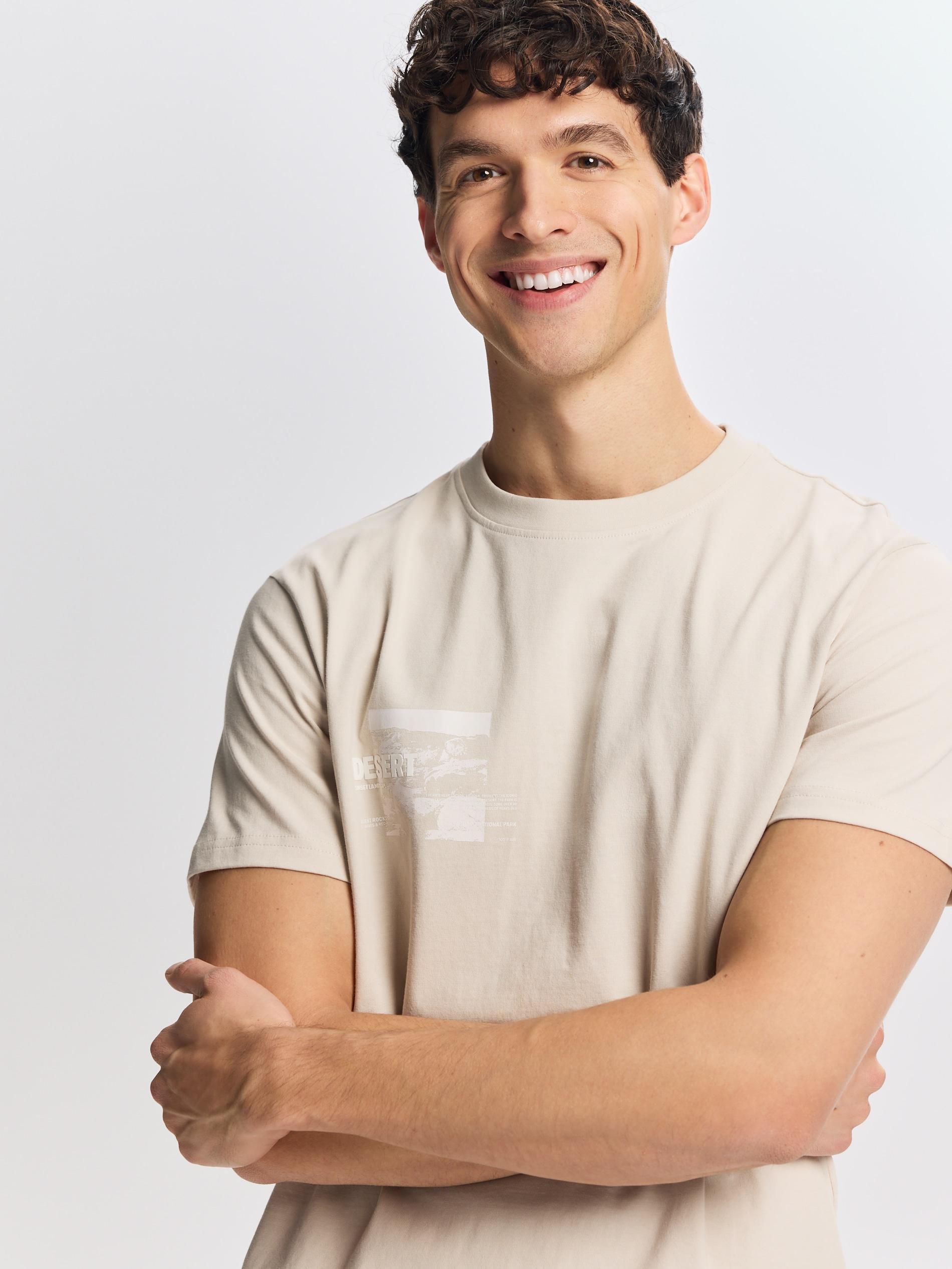 Beige Regular Fit Printed T-Shirt, Beige, large image number 0