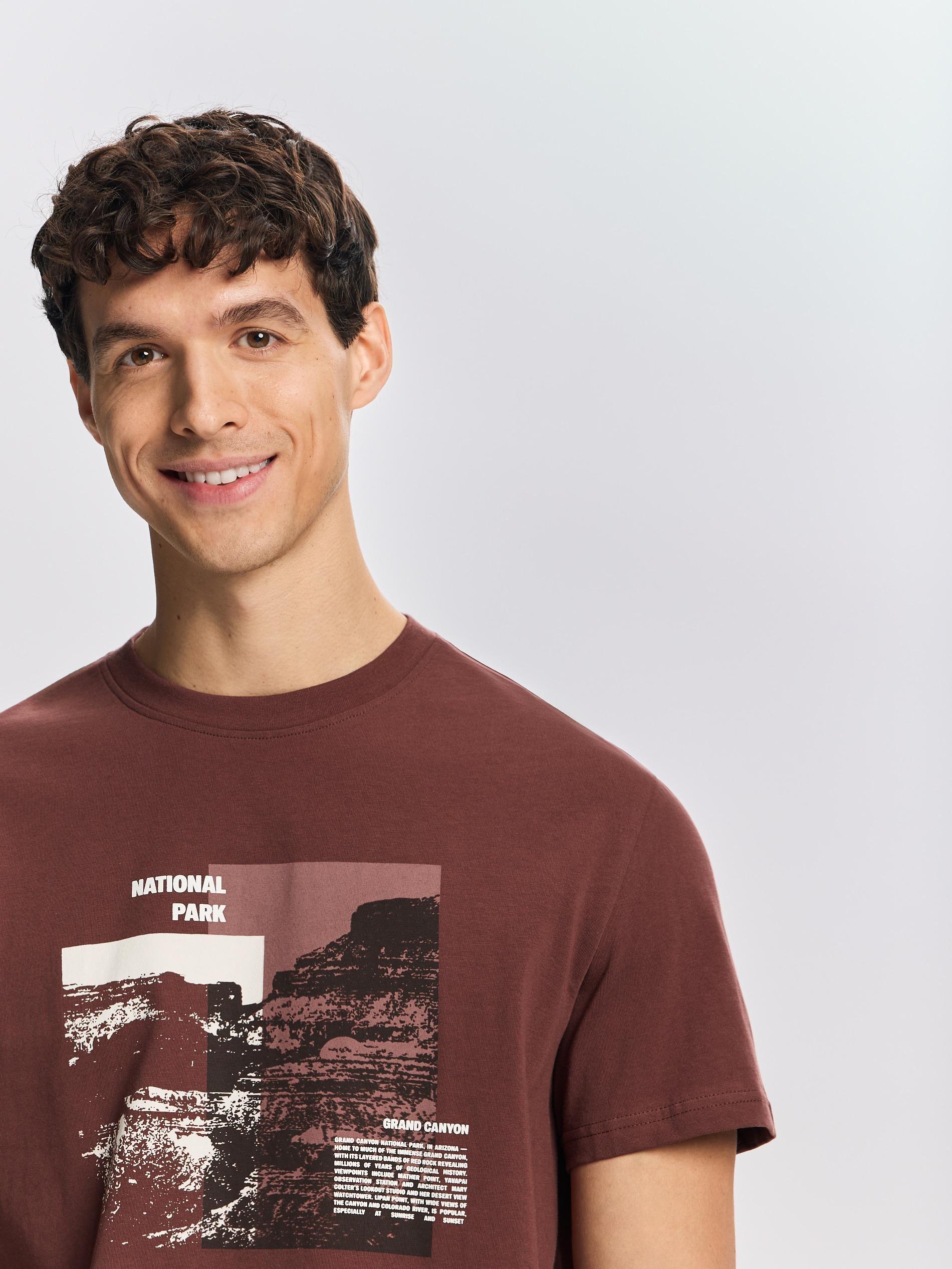 Maroon Regular Fit Printed T-Shirt, Burgundy, large image number 0