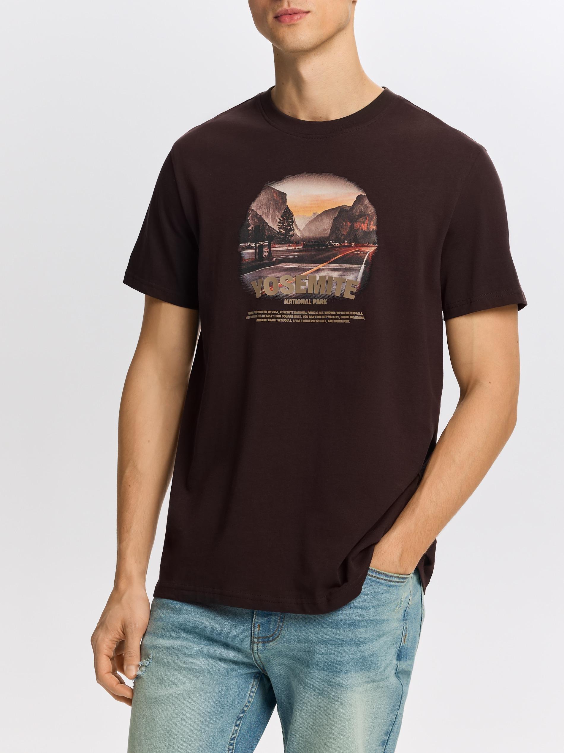 Brown Regular Fit Printed T-Shirt, Brown, large image number 1