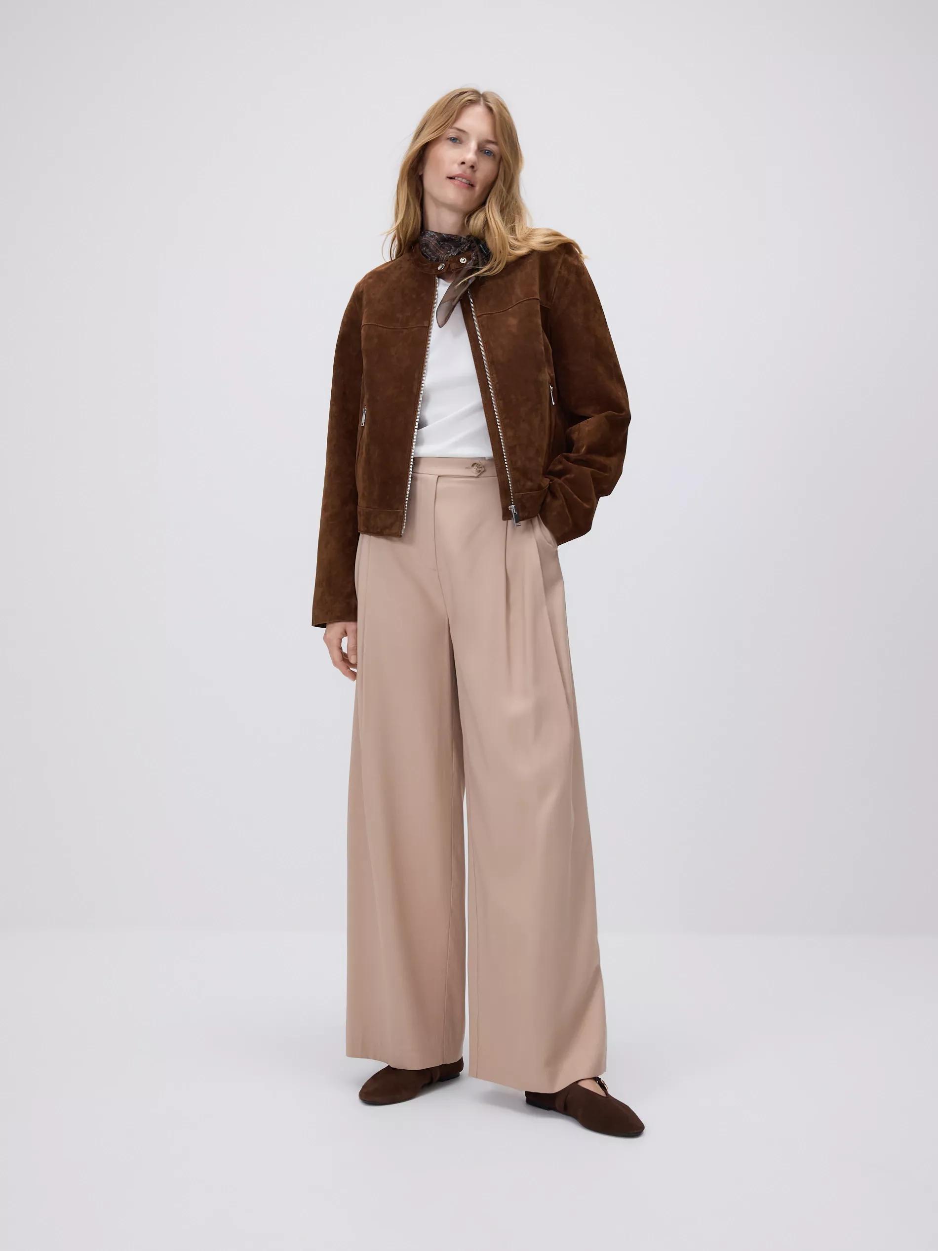 Beige Loose Trousers With Viscose, Beige, medium
