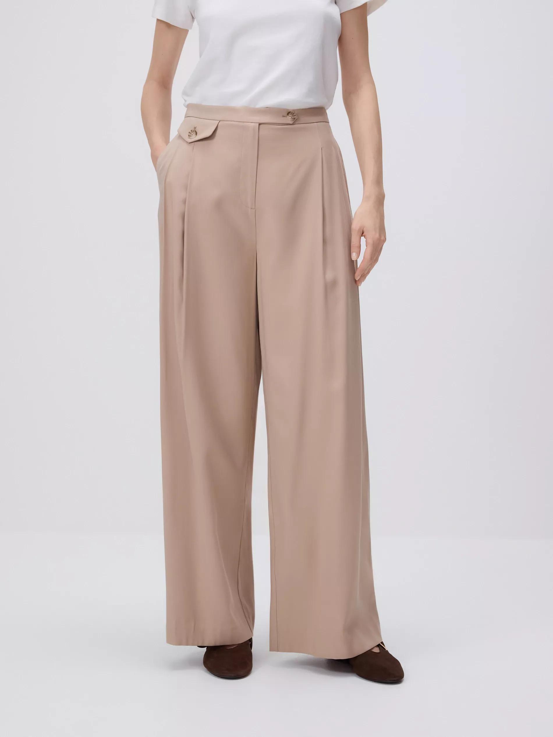 Beige Loose Trousers With Viscose, Beige, large image number 3