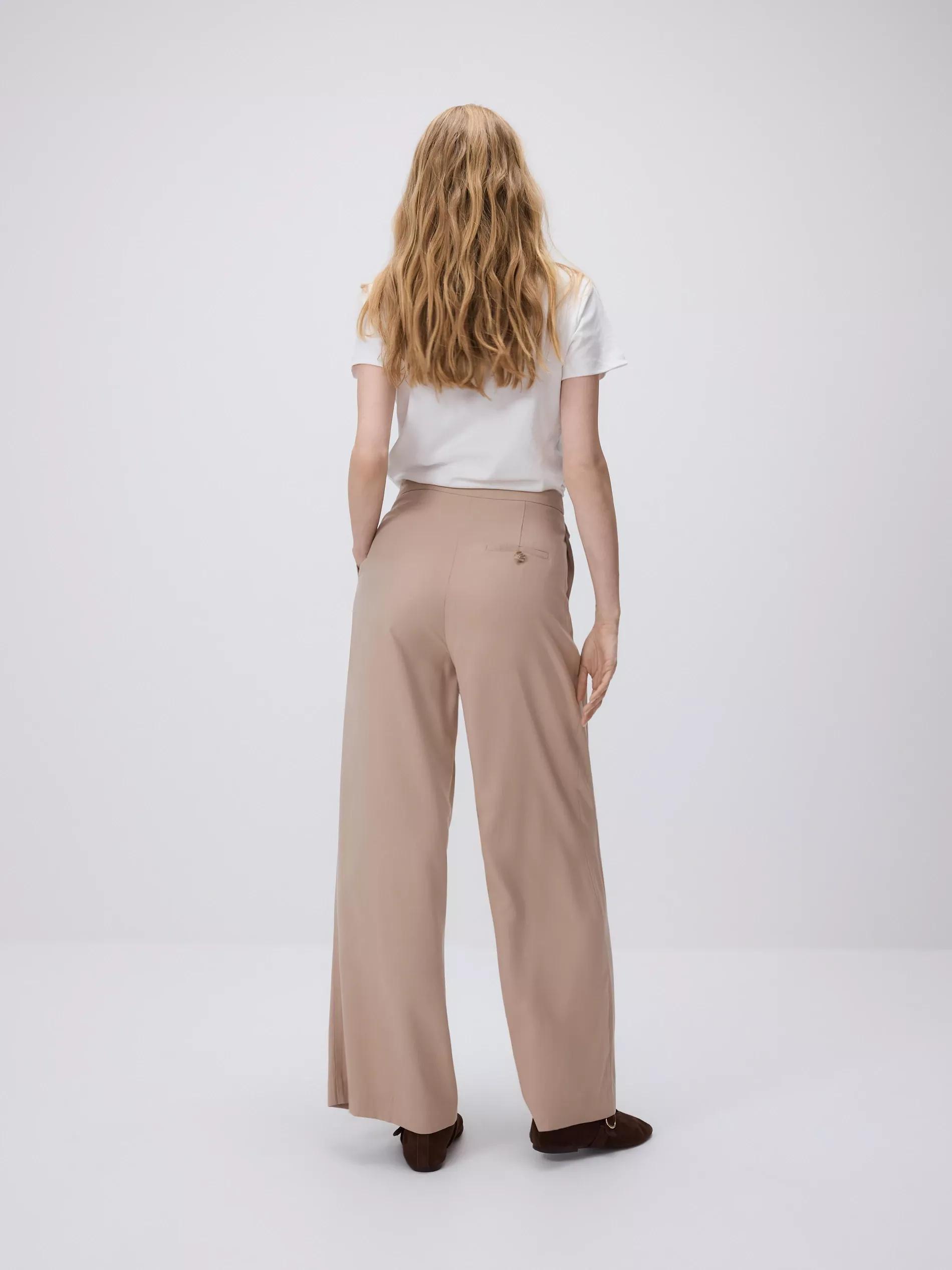 Beige Loose Trousers With Viscose, Beige, large image number 4