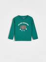 Reserved - Turquoise Long Sleeve T-Shirt With Print