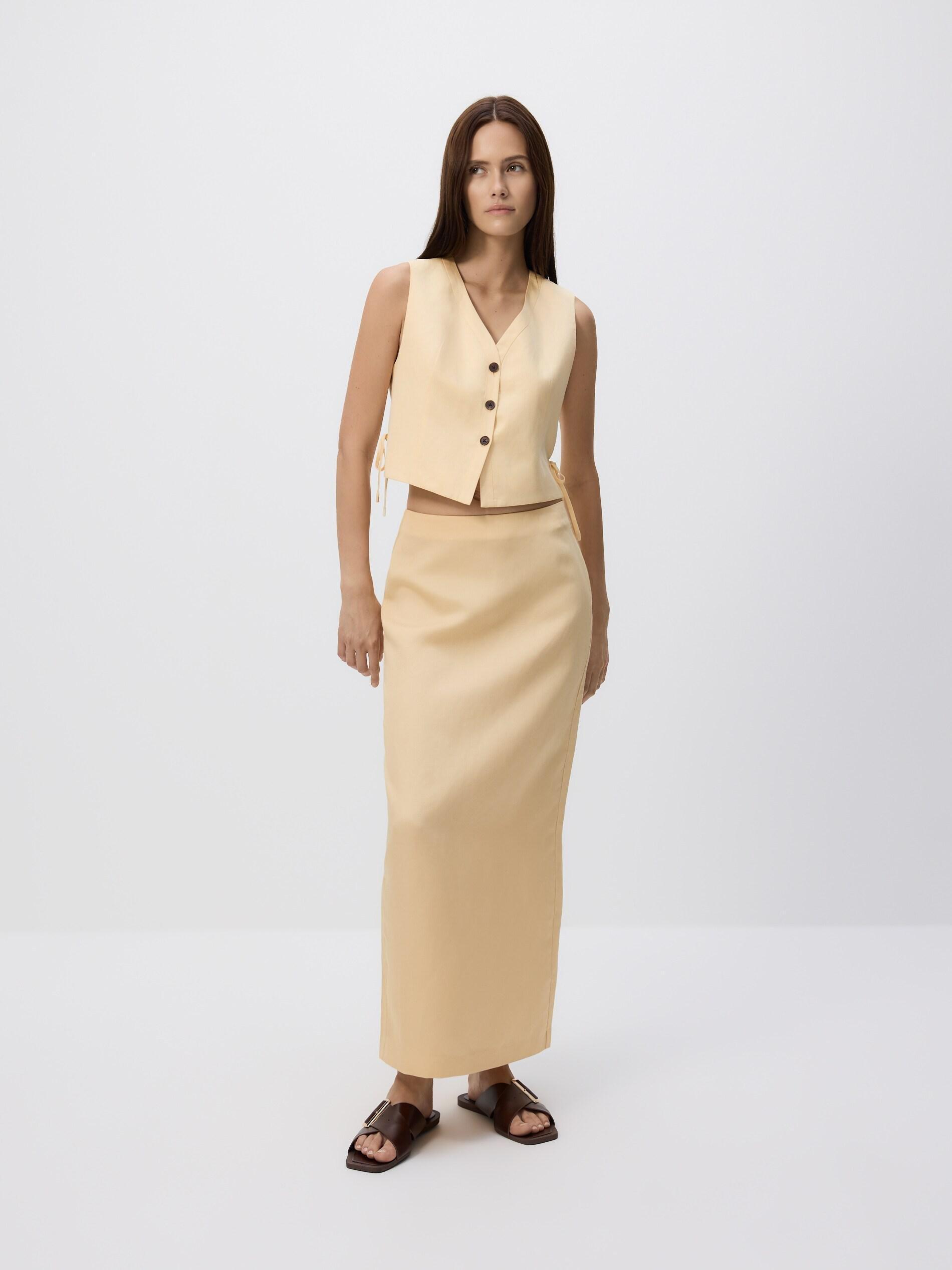 LIGHT YELLOW Linen blend vest, Yellow, large image number 2