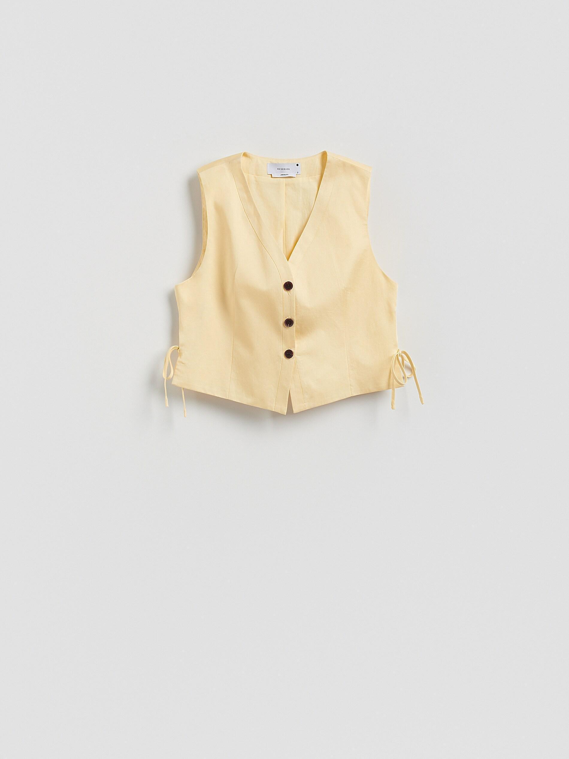 LIGHT YELLOW Linen blend vest, Yellow, large image number 5