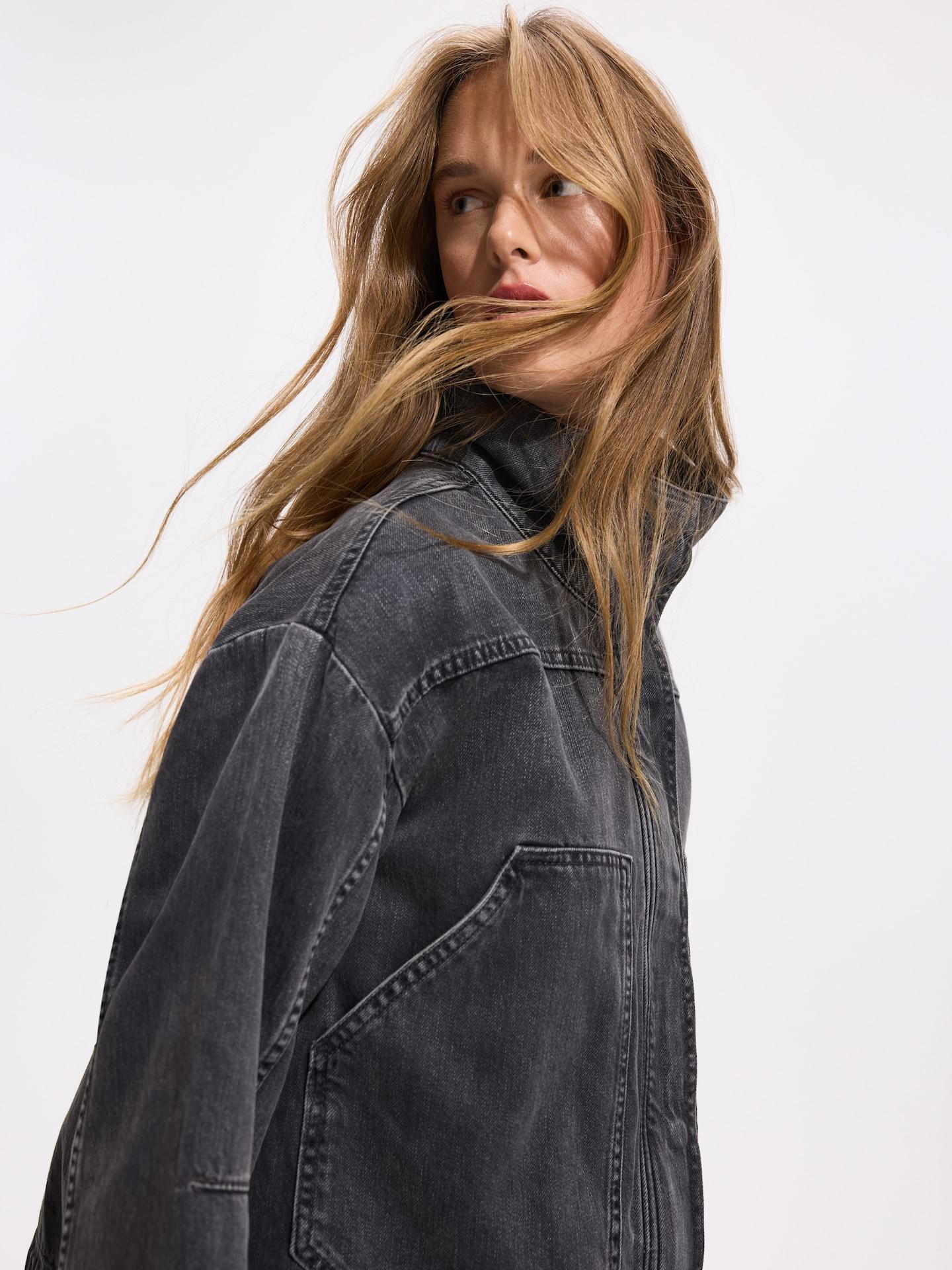 Grey Denim Jacket, Grey, large image number 2