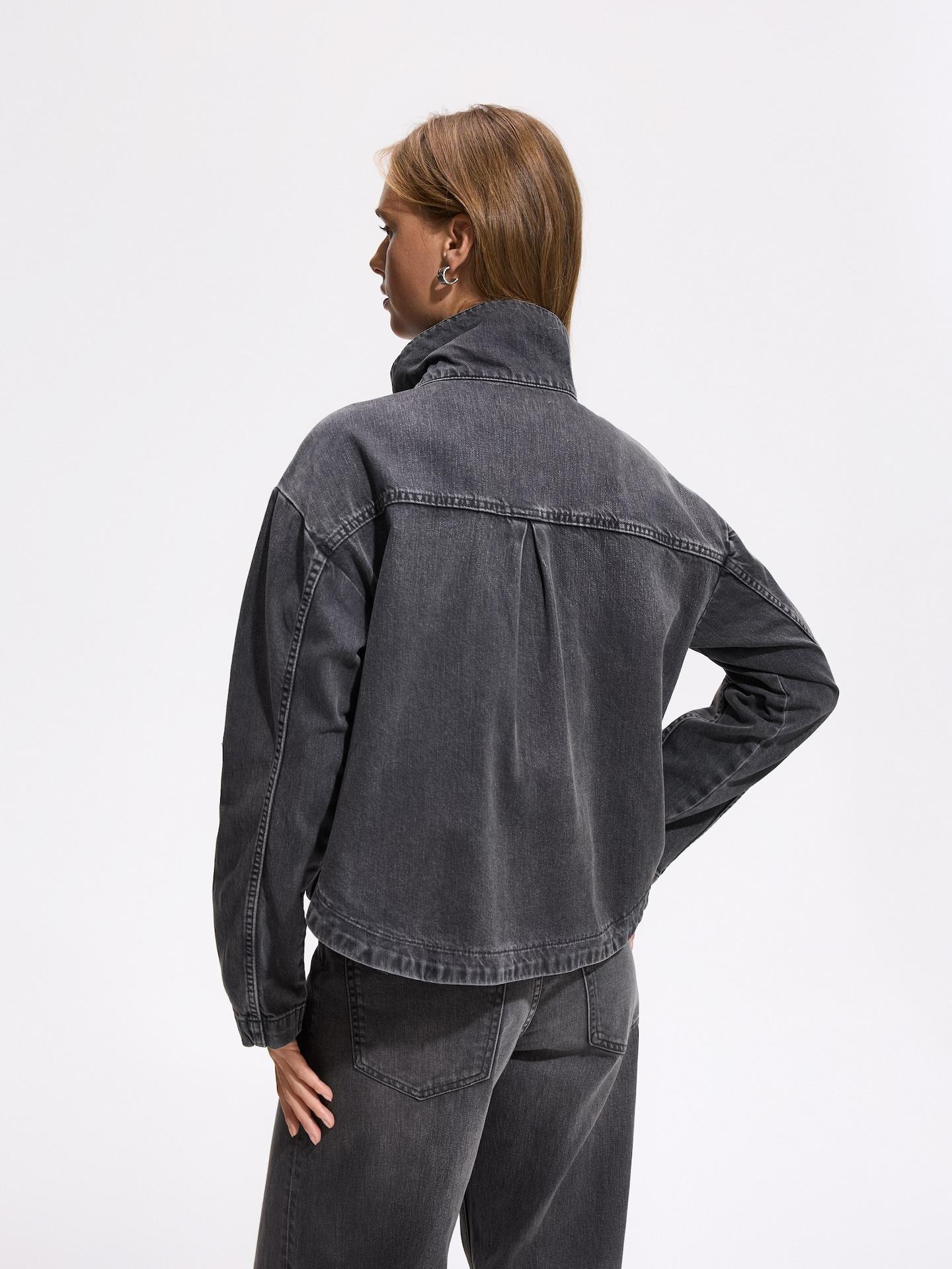 Grey Denim Jacket, Grey, large image number 3