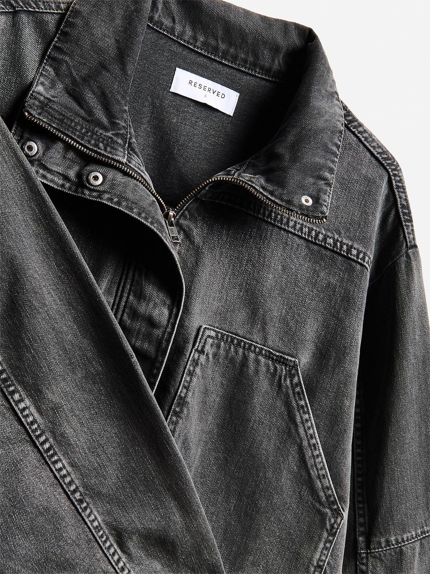 Grey Denim Jacket, Grey, large image number 5