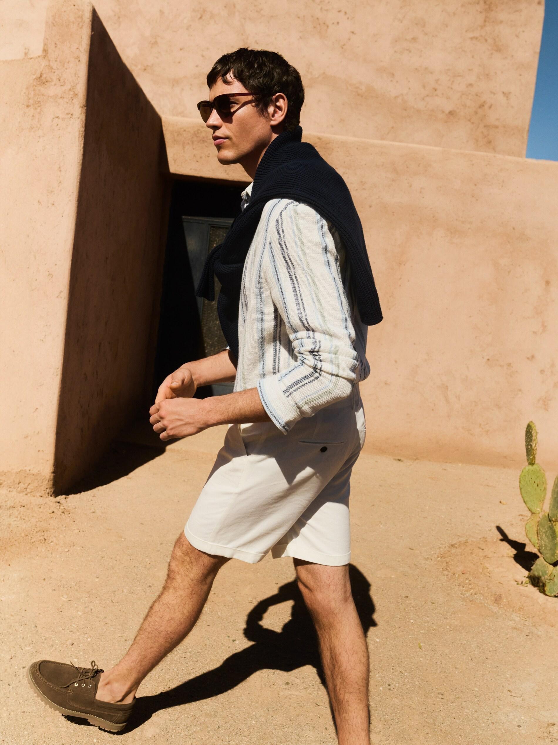 White Regular Chino Shorts, White, large image number 0