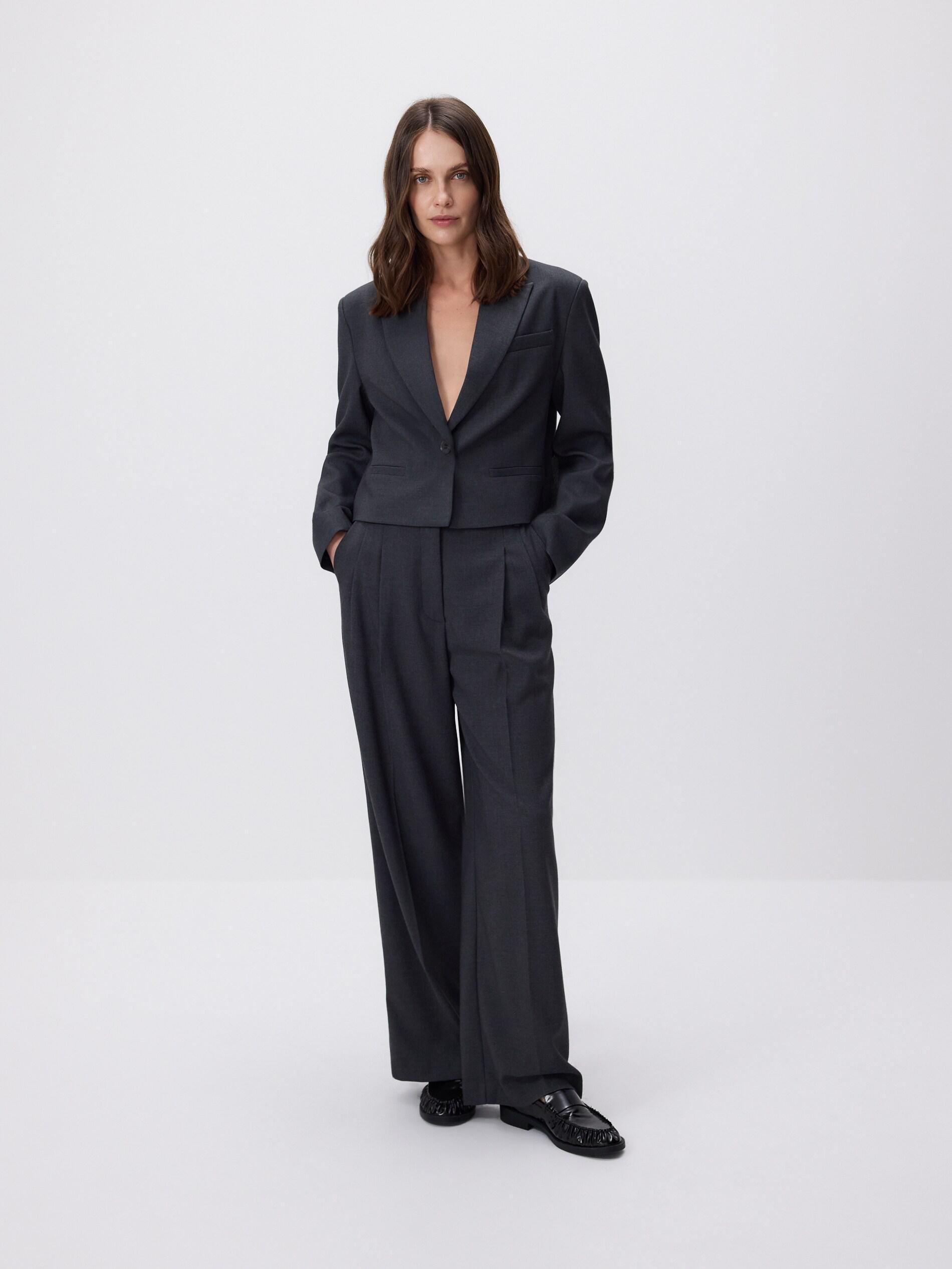 MID GREY Trousers with pressed crease, Grey, large image number 0