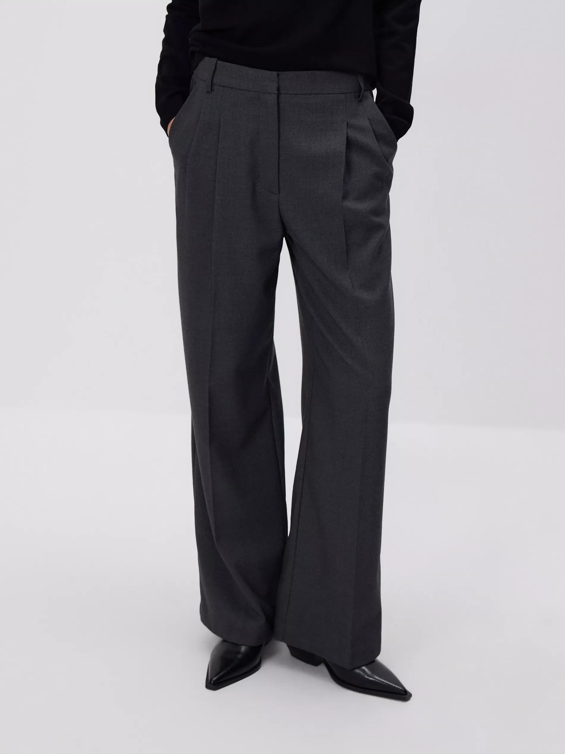 MID GREY Trousers with pressed crease, Grey, medium