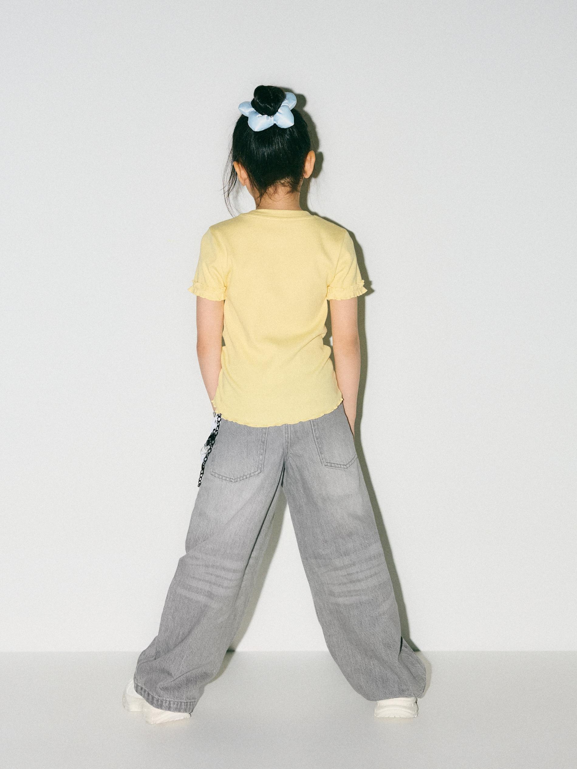 Grey Super Wide Leg Jeans With Chain, Light grey, large image number 4