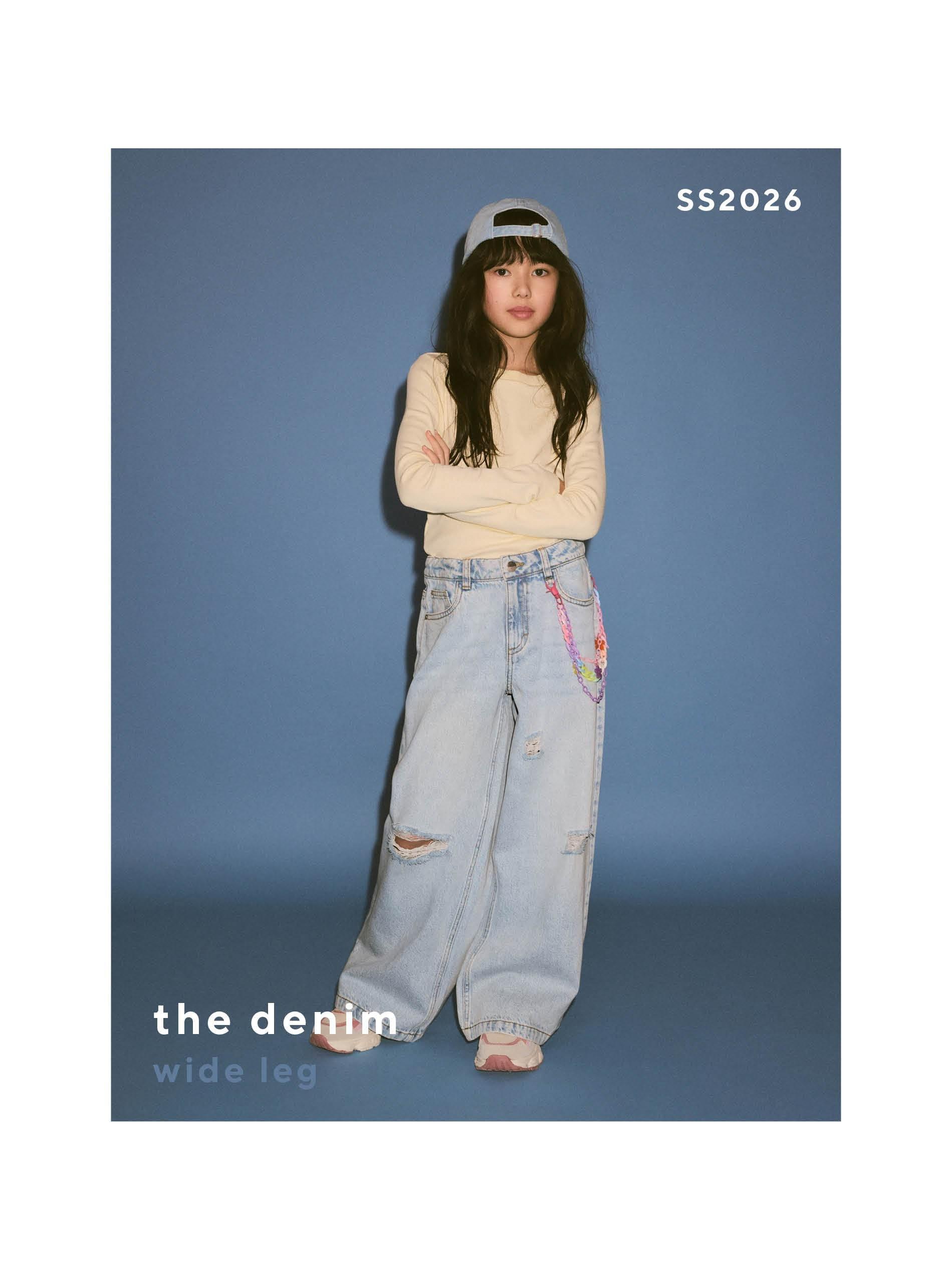 Blue Super Wide Leg Jeans With Chain, Blue, large image number 2