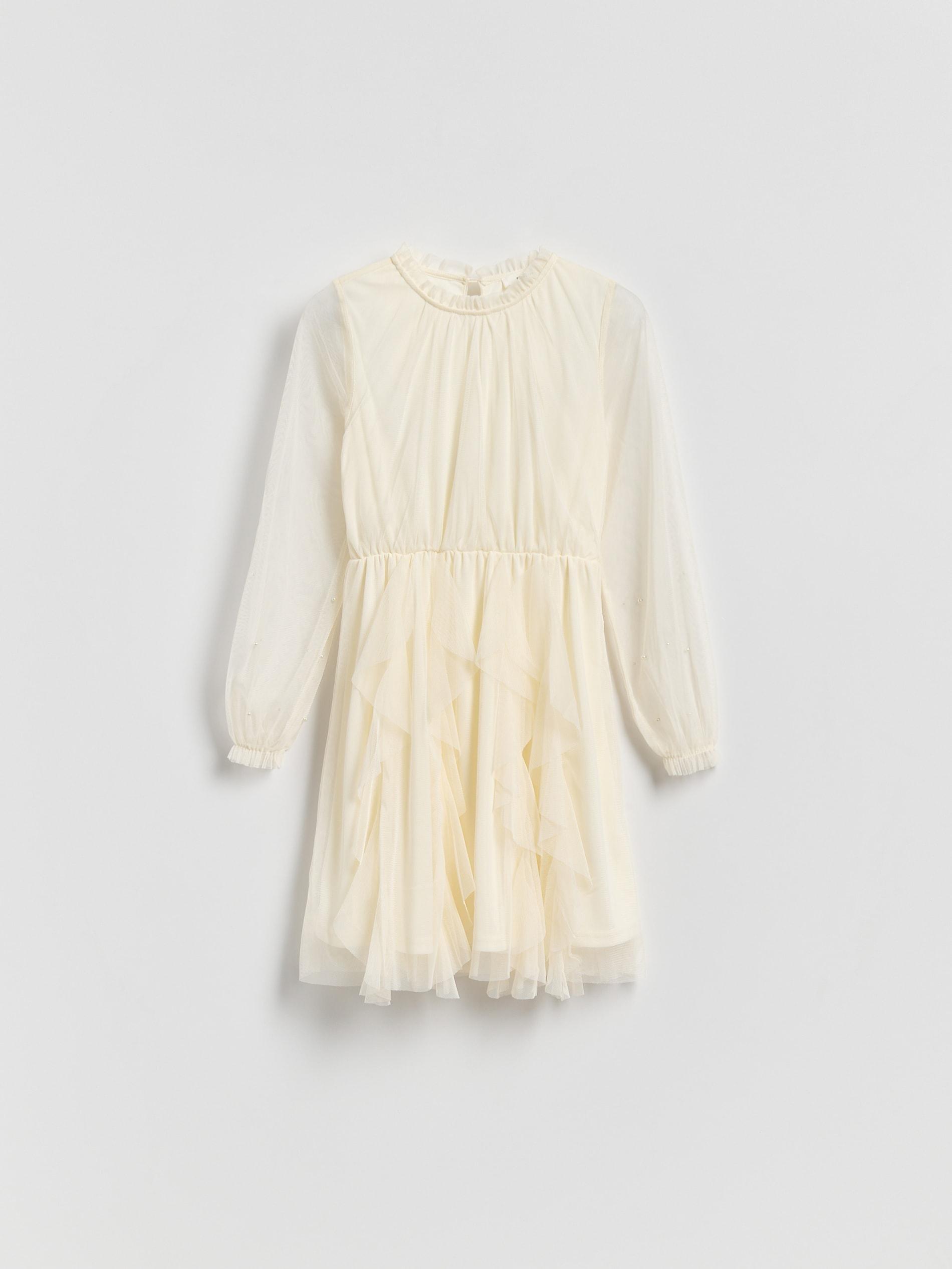 Cream Tulle Dress, Kids Girls, Ivory, medium