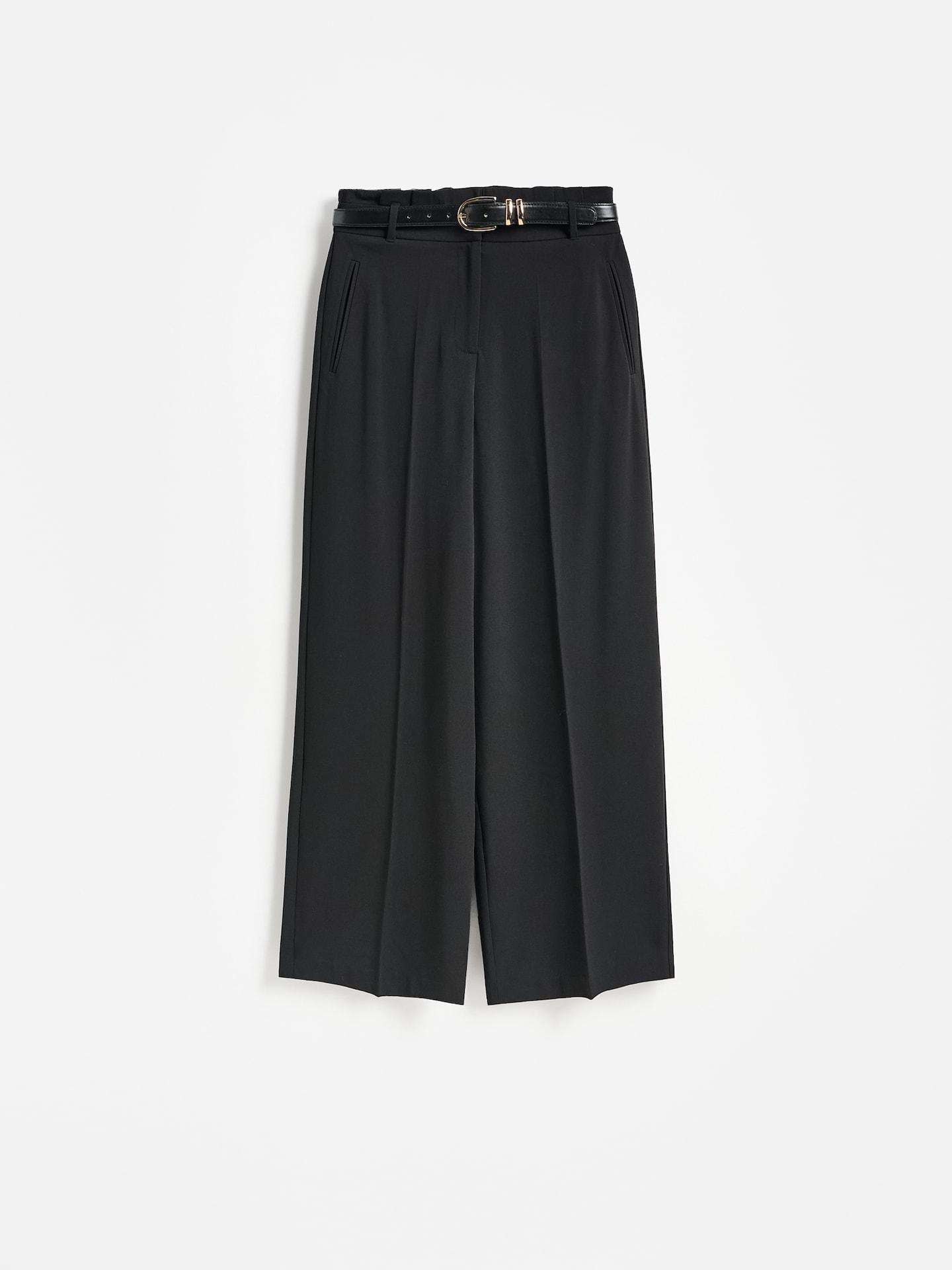 Black Wide Leg Trousers, Black, large image number 0