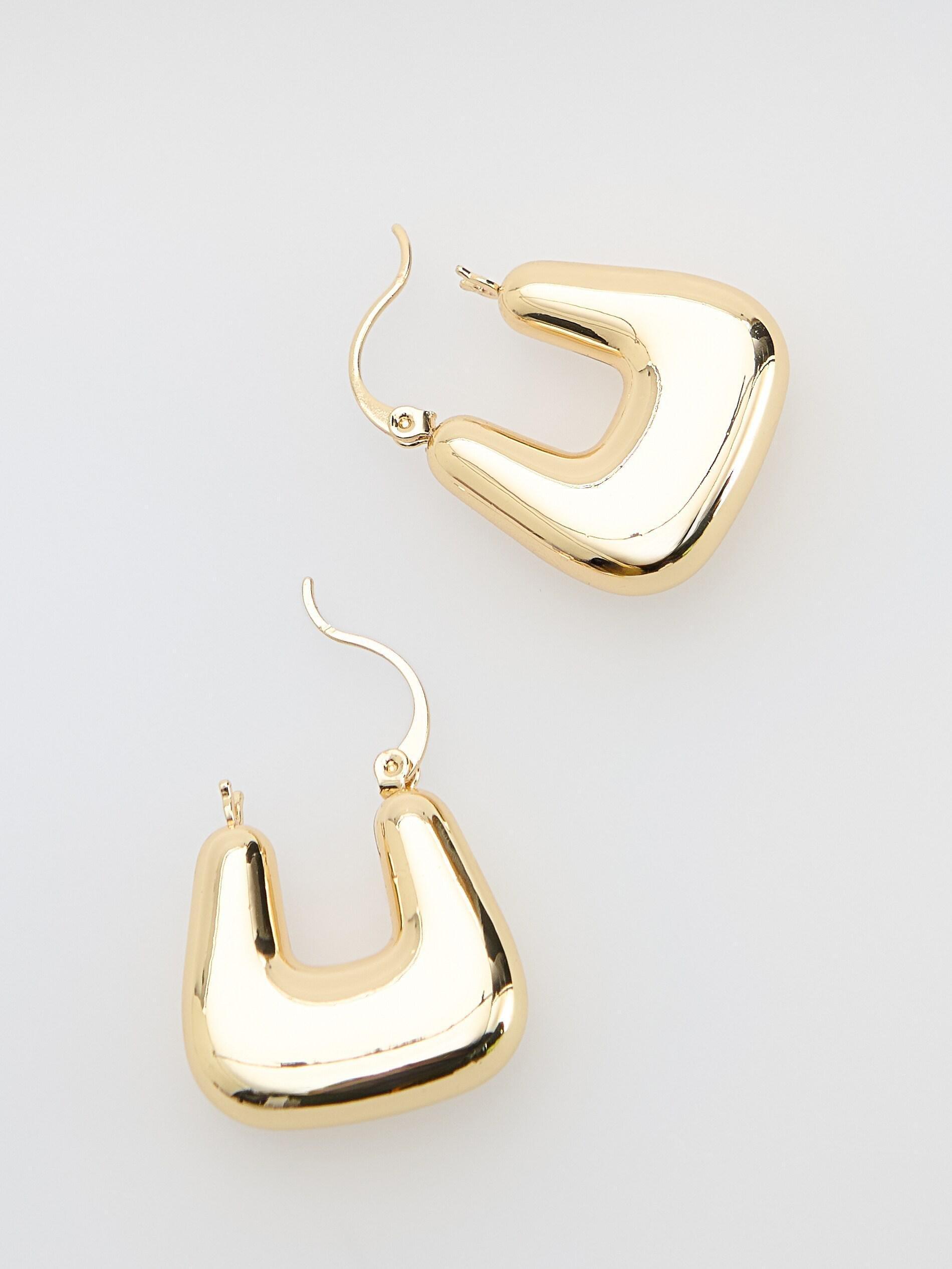 Gold Geometric Earrings, Golden, medium